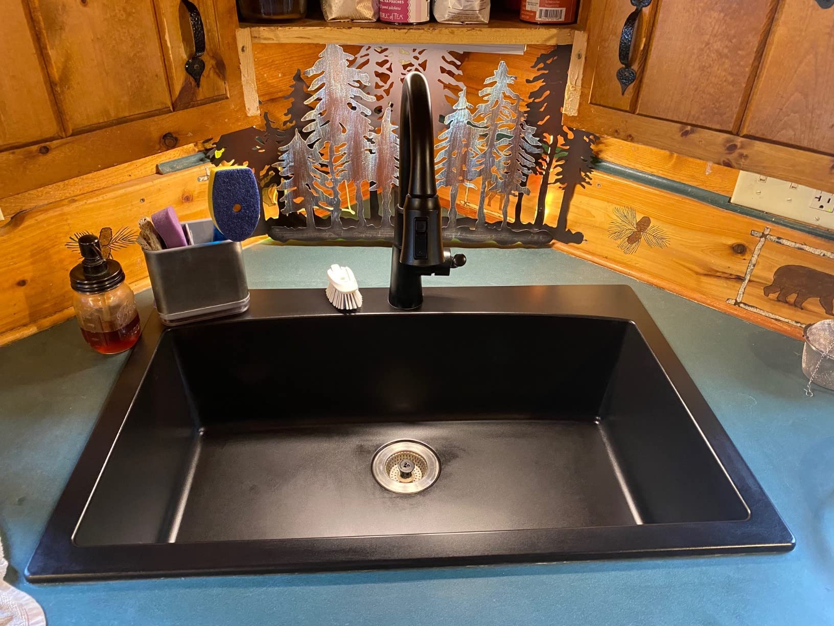 Karran 33-Inch Grey Quartz Composite Drop-In Single Bowl Kitchen Sink | 80% natural quartz composite granite sink with 9-inch deep bowl, heat resistance, scratch resistance and sound dampening customer photo 1