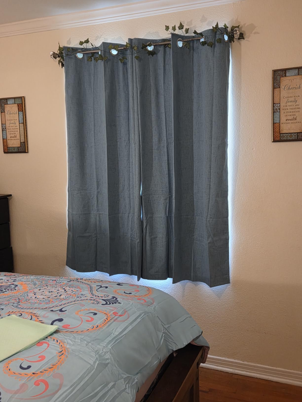 H.VERSAILTEX Linen Blackout Curtain Durable Thick Textured Linen Look 100% Blackout Patio Door Curtain Anti Rust Grommet Extra Wide Sliding Door Curtain Panel, W100 x L84 inch - Natural customer photo 2