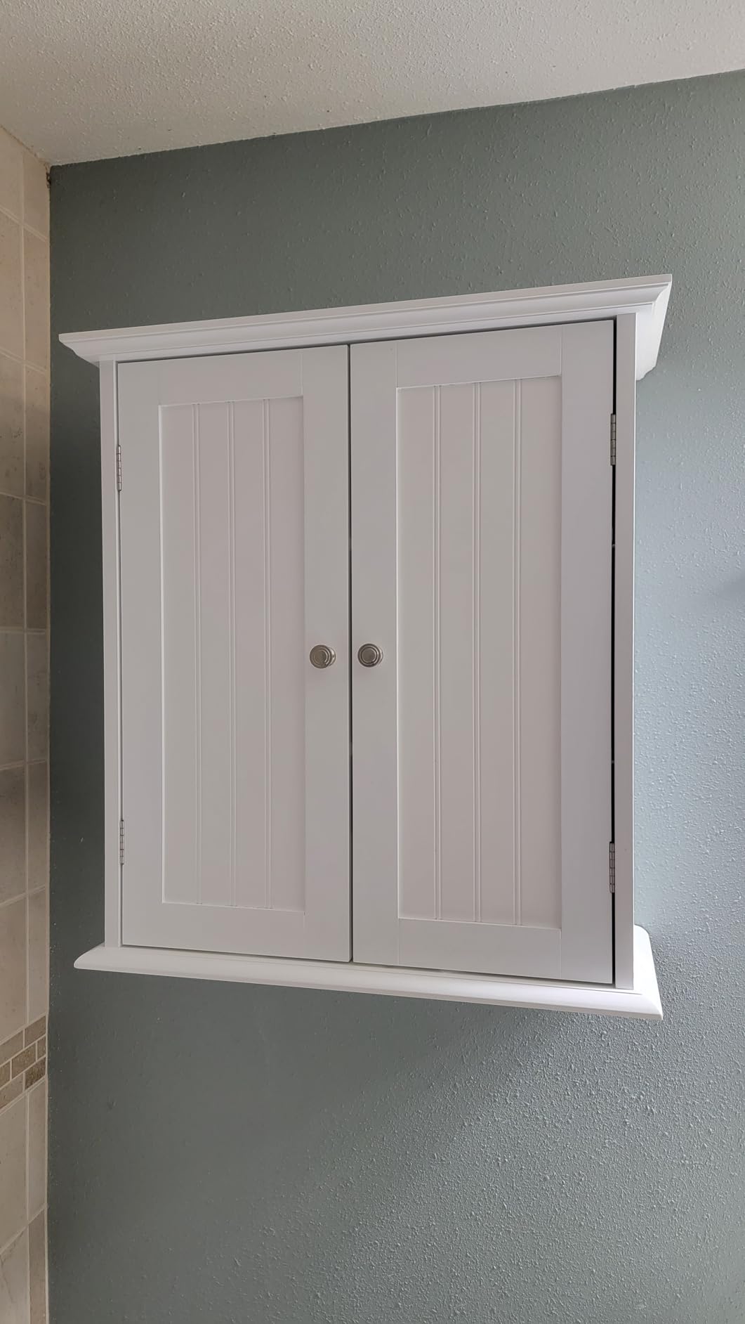 ChooChoo Bathroom Wall Cabinet, Over The Toilet Space Saver Storage Cabinet, Medicine Cabinet with 2 Door and Adjustable Shelves, Cupboard customer photo 2