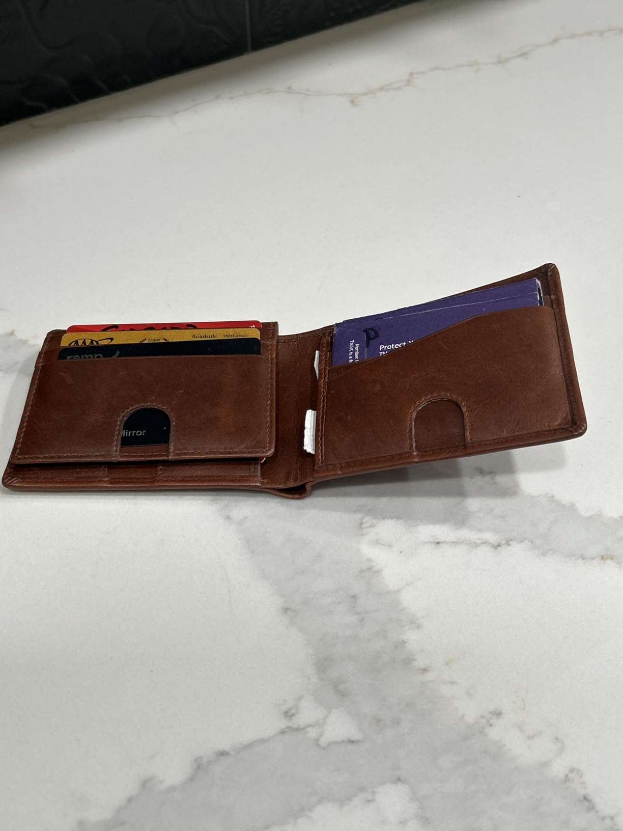 BULL GUARD RFID Blocking Bifold Mens Wallet Premium Top Grain Leather Brown Extra Capacity Wallet for Men Genuine Leather Western Brown, 11+ Cards, Flip Up ID Window, Gift For Men in Nice Gift Box customer photo 1