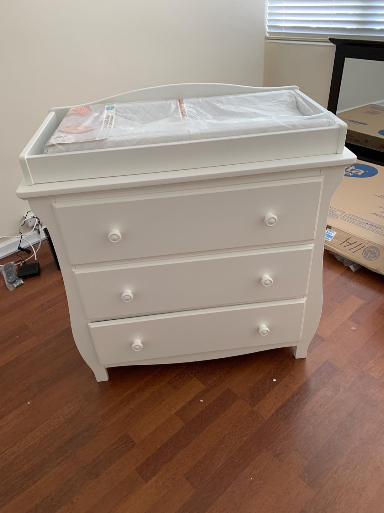 Delta Children Lancaster 3 Drawer Dresser with Changing Top, Greenguard Gold Certified, Grey customer photo 2