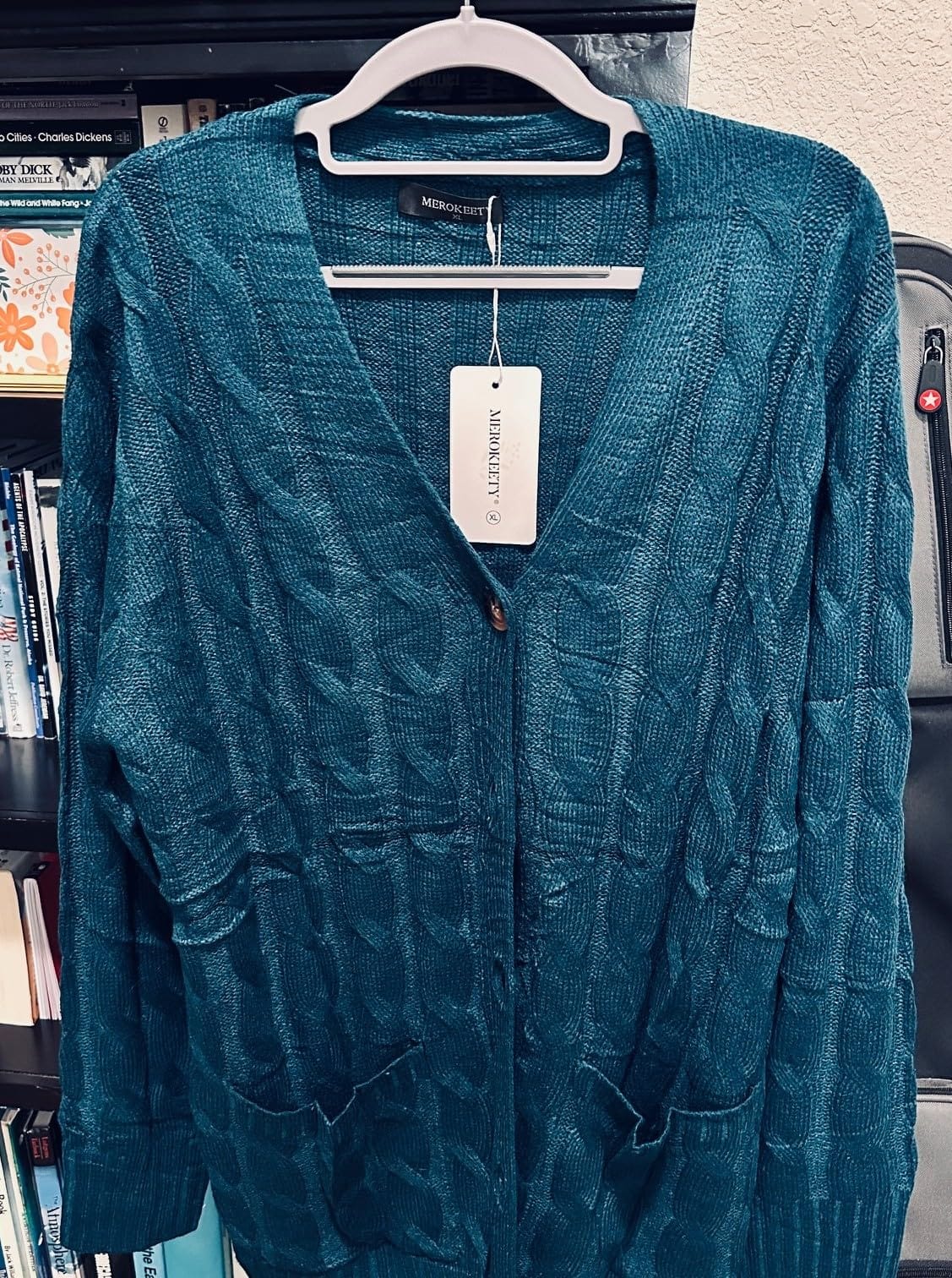 MEROKEETY Womens Fall 2026 Long Sleeve Cable Knit Cardigan Sweaters customer photo 1