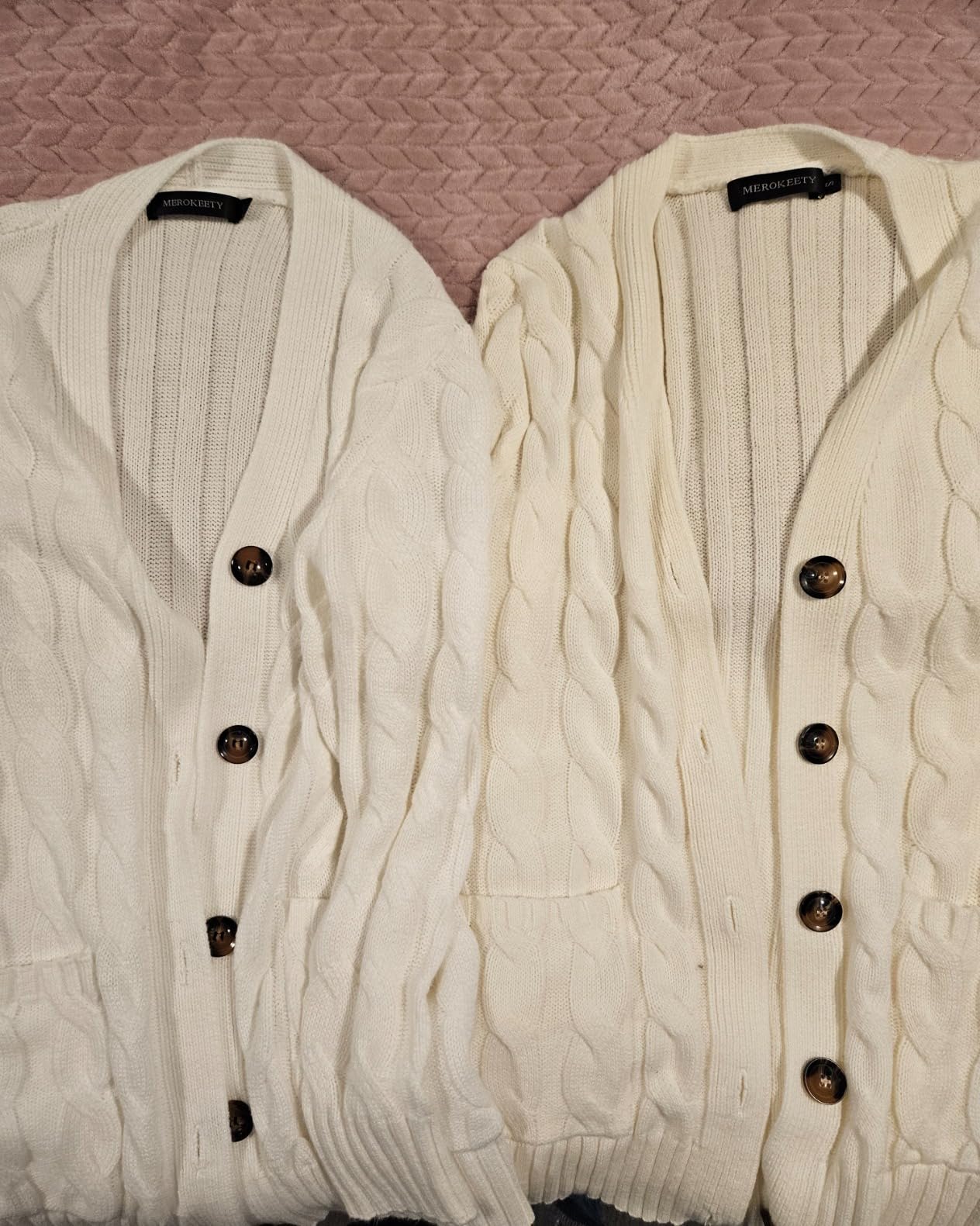 MEROKEETY Womens Fall 2026 Long Sleeve Cable Knit Cardigan Sweaters customer photo 2