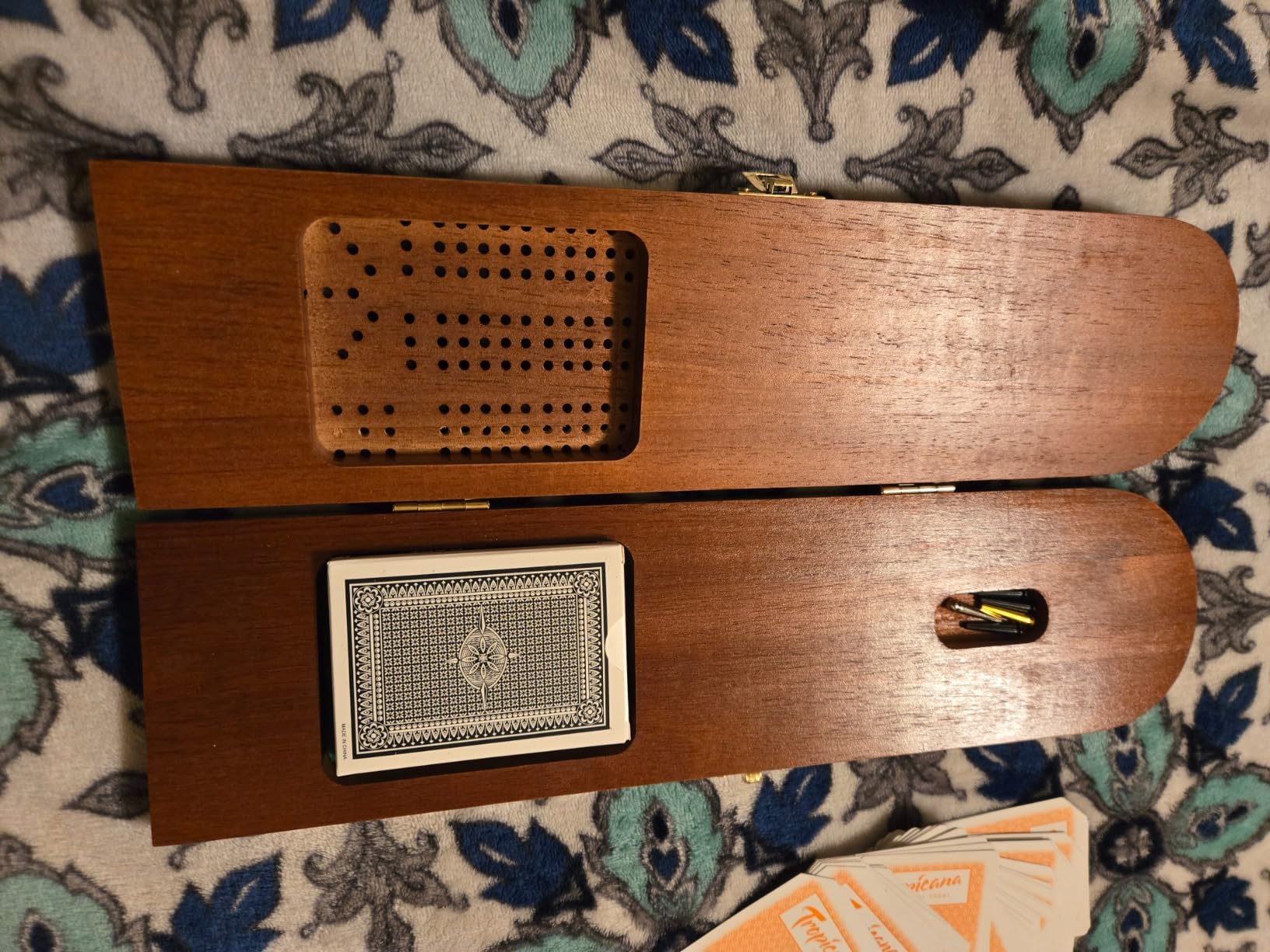 Juegoal Wood Cribbage Board Game Set 3 Tracks with Metal Pegs, Cards, Storage Area customer photo 1
