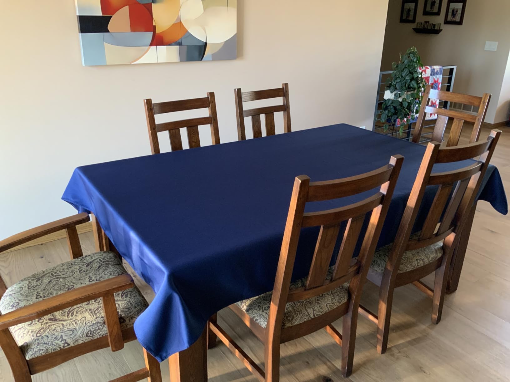 Obstal Rectangle Table Cloth, Navy Blue, 60 x 84 Inch customer photo 2