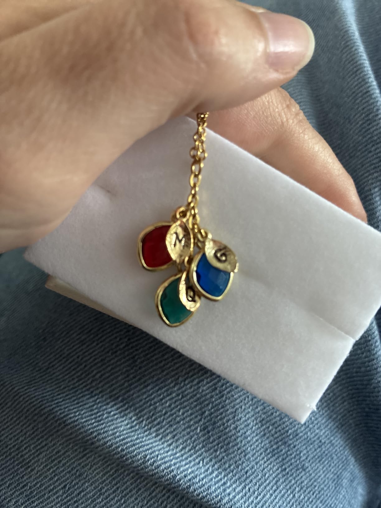 Birthstone Necklace for Women, Grandma Necklace with Birthstones, Initials customer photo 2
