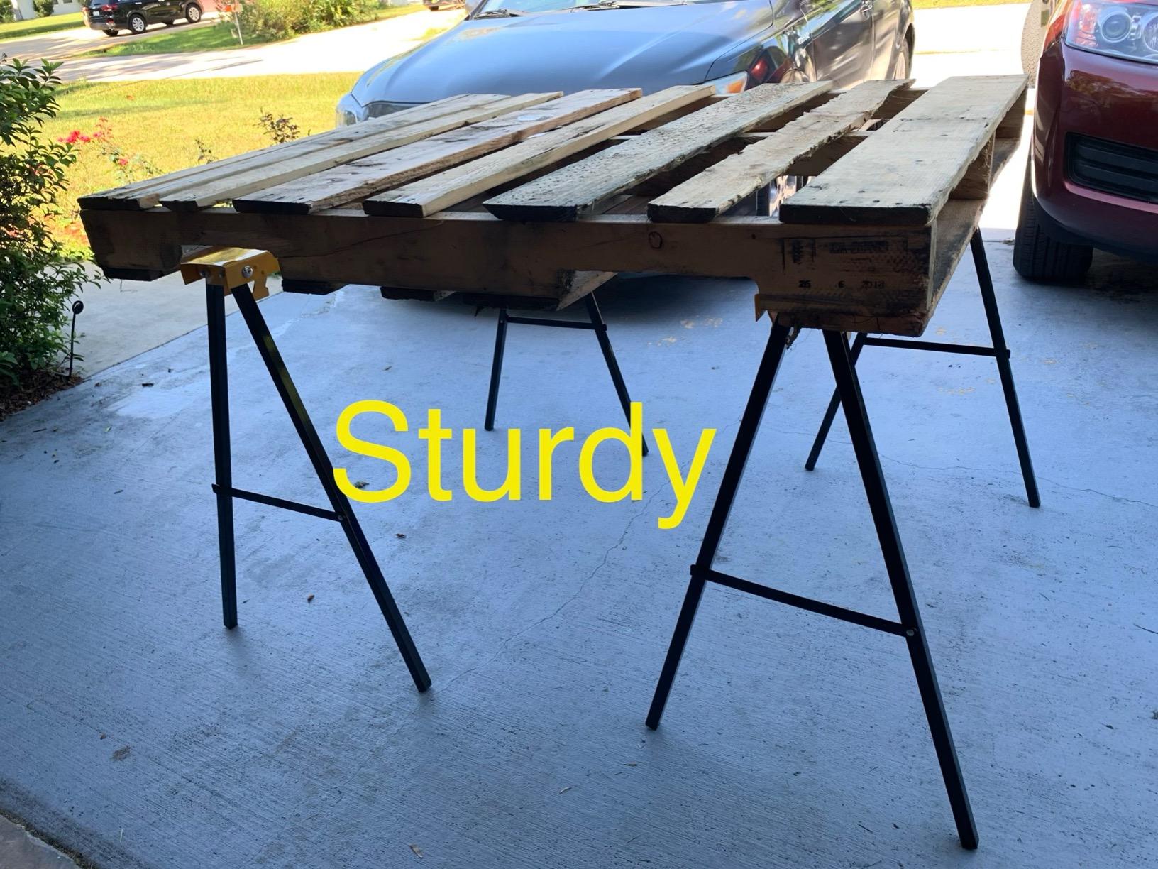 Forup Portable Folding Sawhorse, Heavy Duty Twin Pack, 275 lb Weight Capacity Each 2 Pack (Yellow) customer photo 1