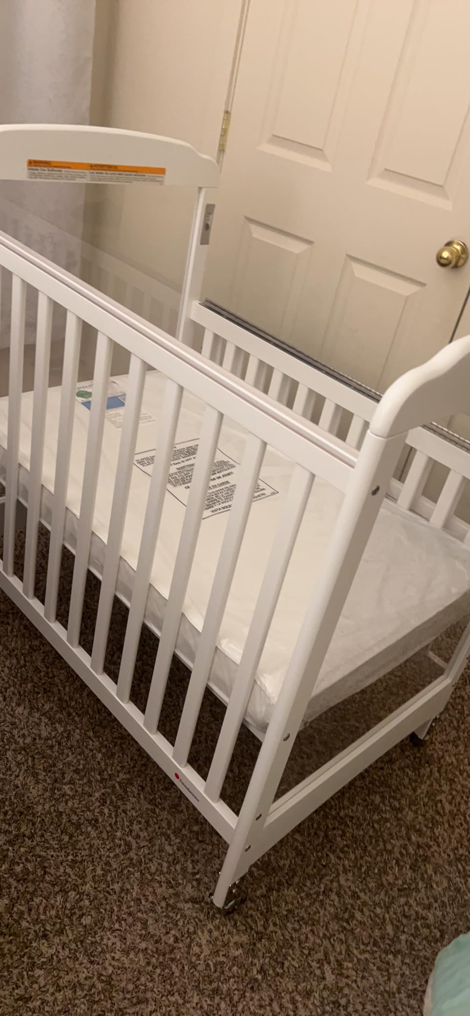 Foundations Serenity SafeReach Clearview Crib, Natural | Adjustable Mattress Board, Compact Wooden Baby Crib, Clear End Panels for Child Visibility, Includes 3