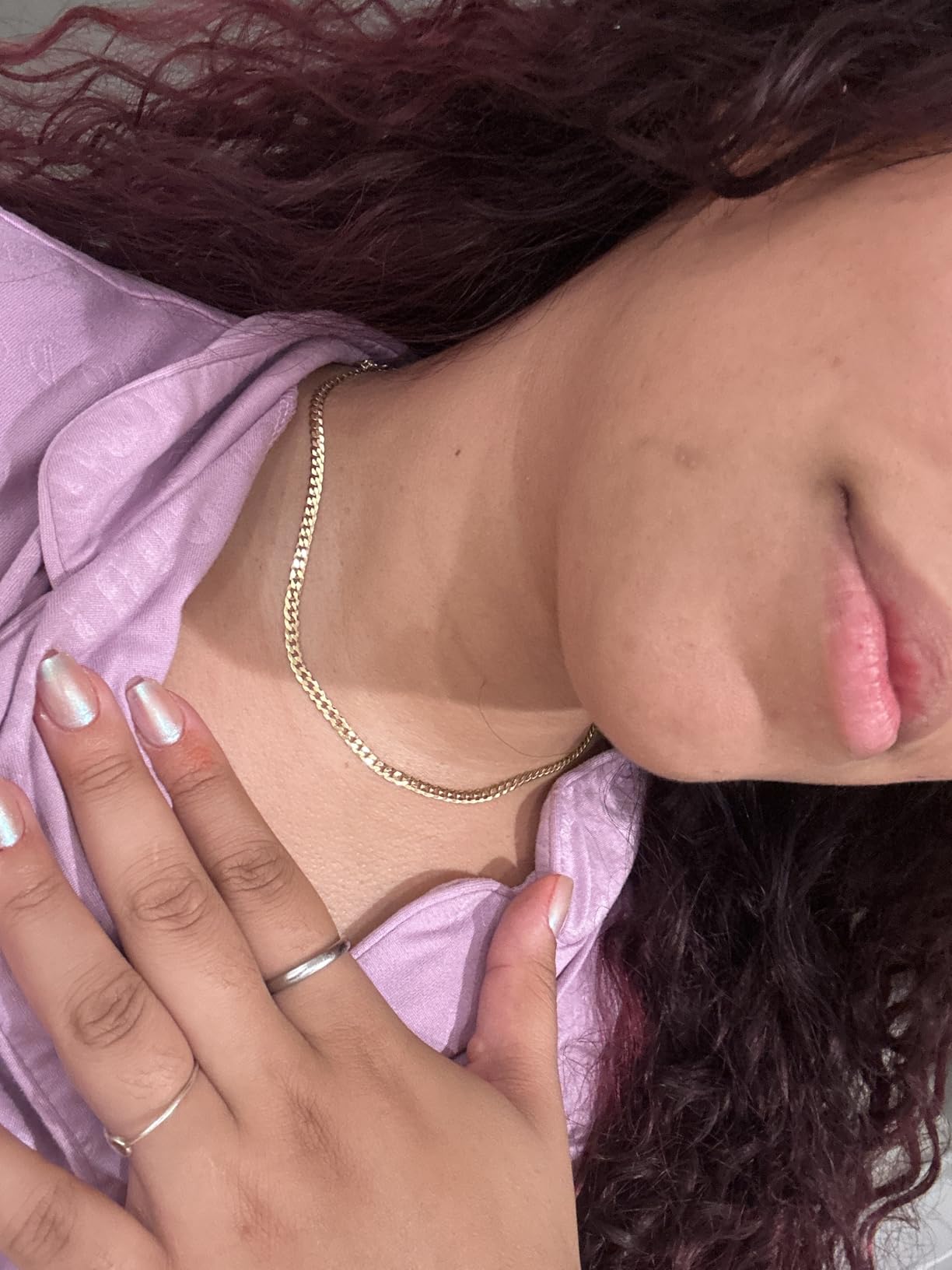Miabella 18K Gold Over 925 Sterling Silver 3.5mm Cuban Link Chain Necklace | for Men and Women, Solid Curb, Diamond-Cut, Fine Jewelry, Made in Italy customer photo 2
