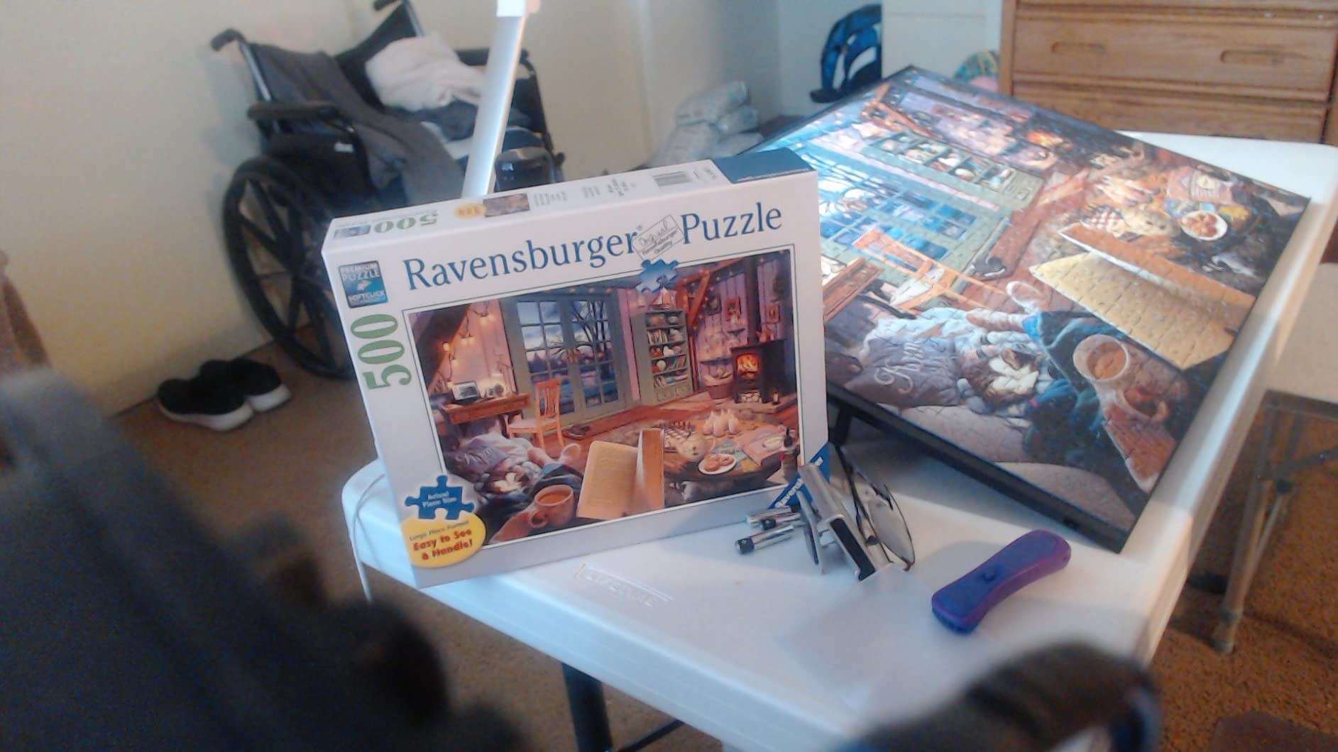 Ravensburger - Cozy Retreat - 500 Piece Large Format Jigsaw Puzzle - Enjoy the Serenity of a Simple Scene, Complete with Tea and a Good Book - Premium Quality - Puzzles for Adults customer photo 1