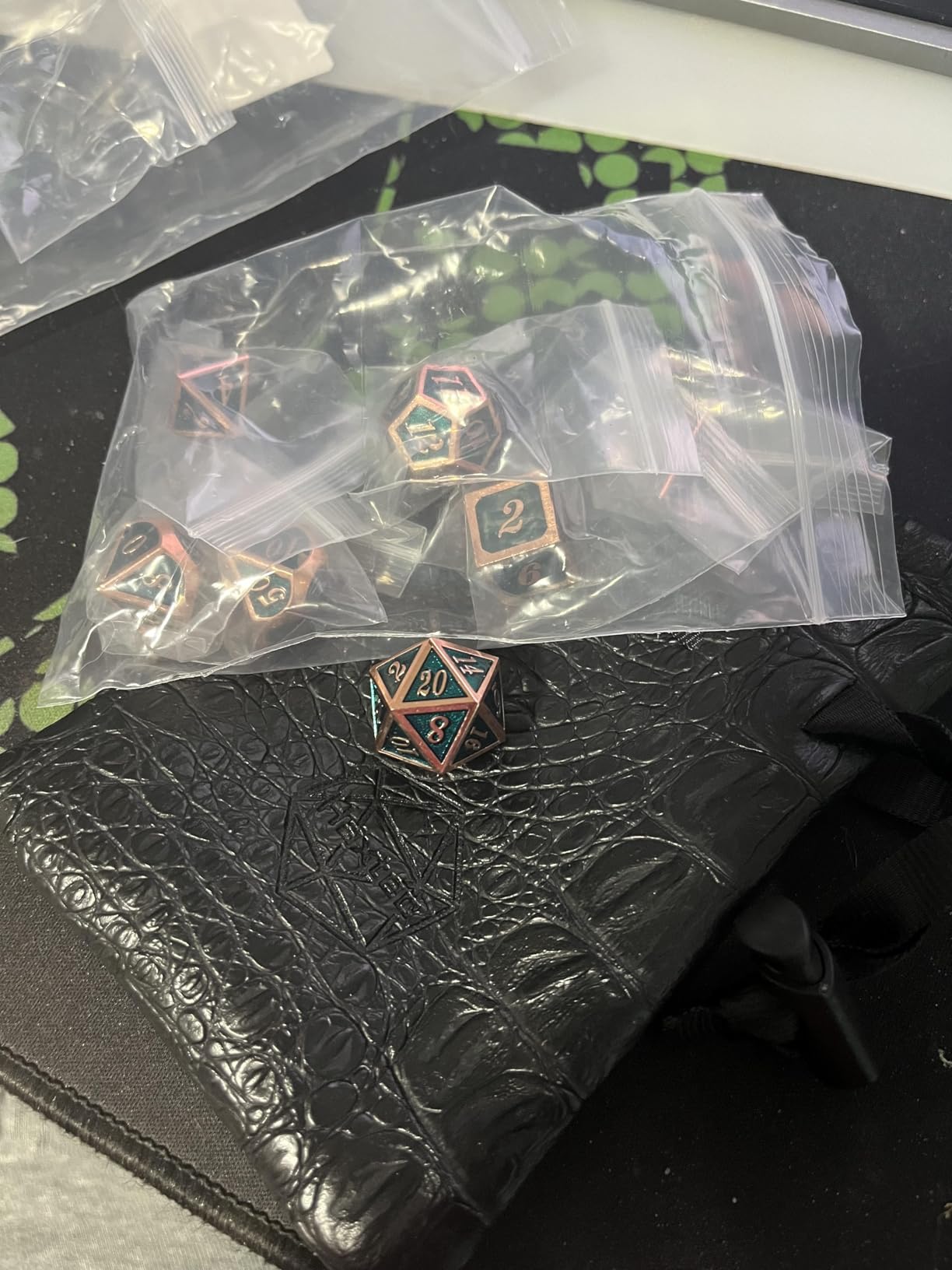 Haxtec Metal DND Dice Set, 7 Pcs Ancient Polyhedral Dice for Table Games | Copper D&D Dice with Leather Bag, Compatible with Dungeons and Dragons, Antique Heavy Metallic, TTRPG Gifts for DND Lovers customer photo 1