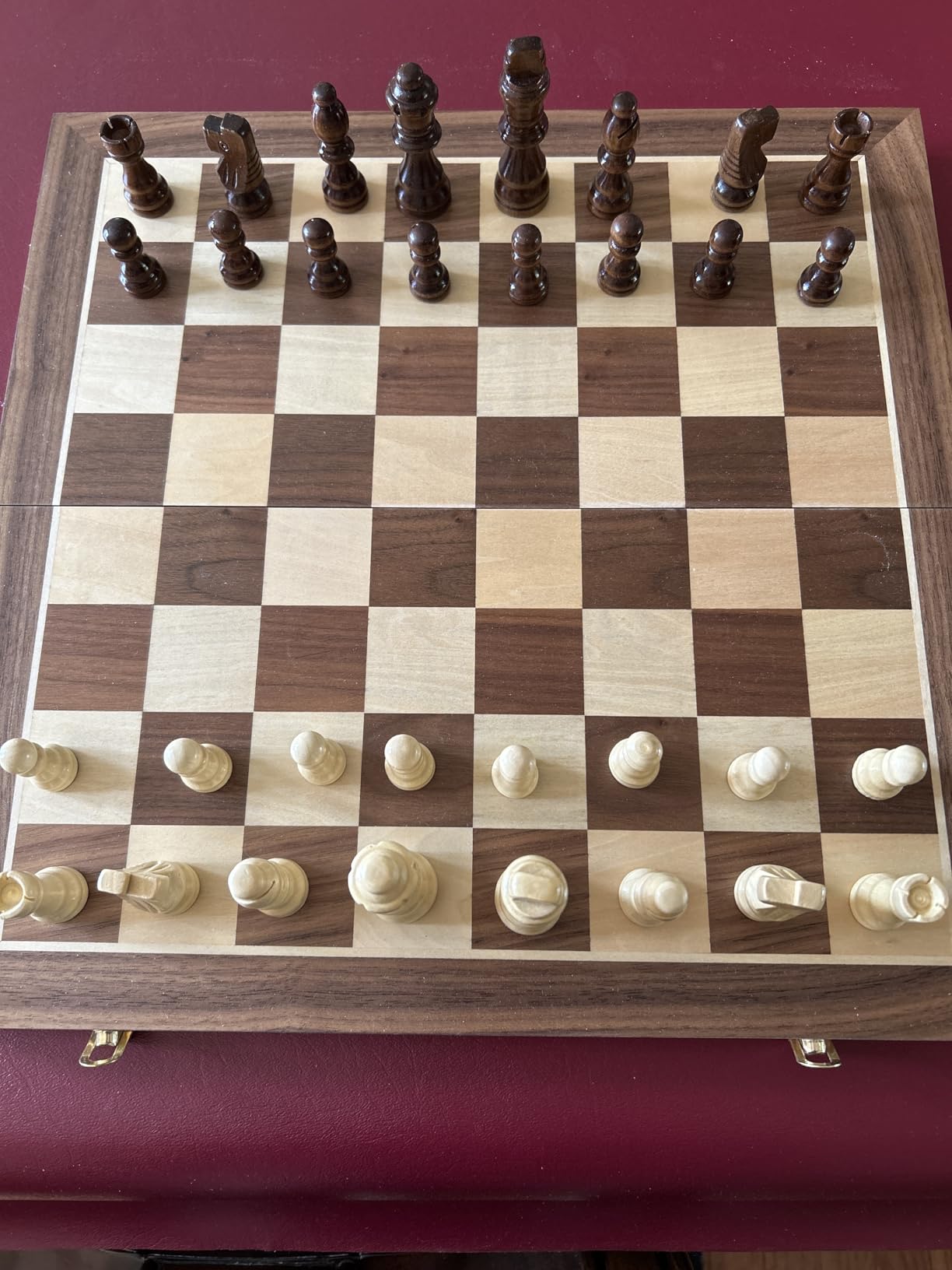 AMEROUS 15 Inches Magnetic Wooden Chess Set - 2 Extra Queens - Folding Board - Pieces Storage Slots, Handmade Portable Travel Chess Game - Beginner Chess Set for Kids, 6 up Age customer photo 1