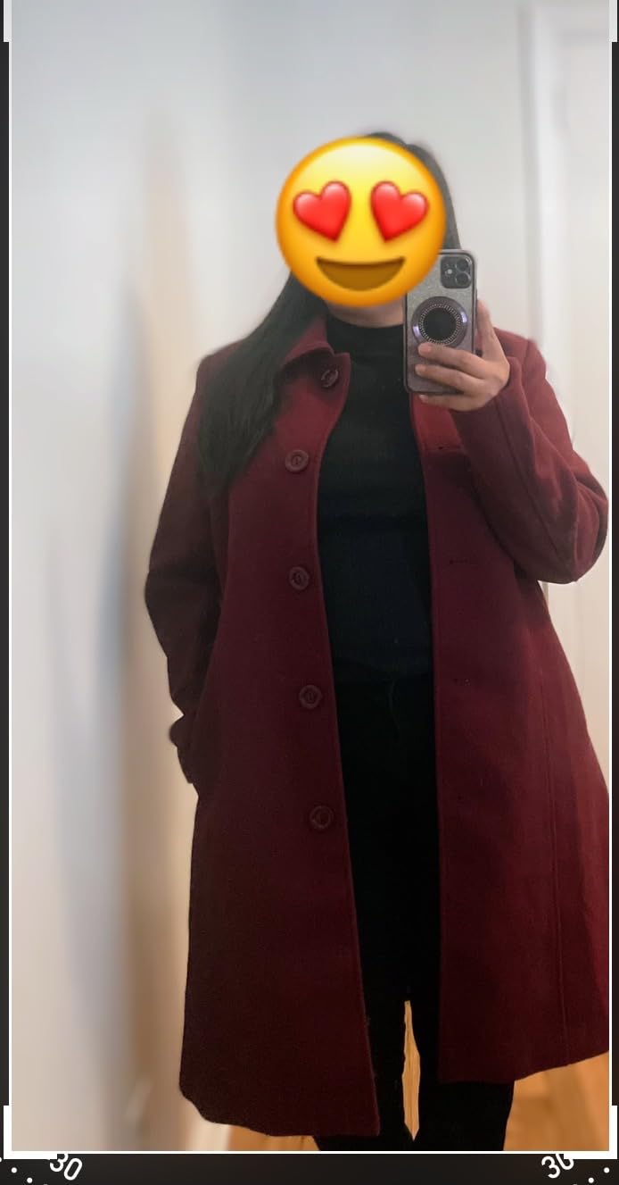 Jenkoon Women's Wool Trench Coat Winter Long Thick Overcoat Walker Coats customer photo 2