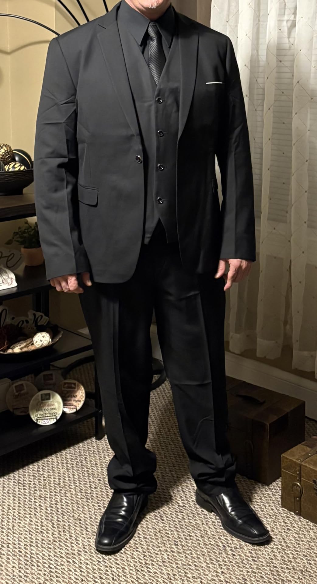 Men's 3 Piece Suit Set with Tie, One Button Slim Fit Solid Jacket Vest Pants, Prom Party Wedding Business Suits for Men customer photo 1