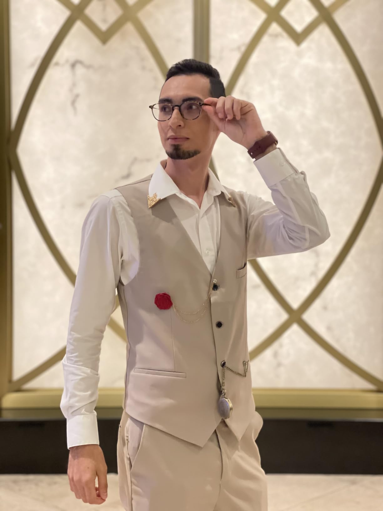 Men's 3 Piece Suit Set with Tie, One Button Slim Fit Solid Jacket Vest Pants, Prom Party Wedding Business Suits for Men customer photo 2
