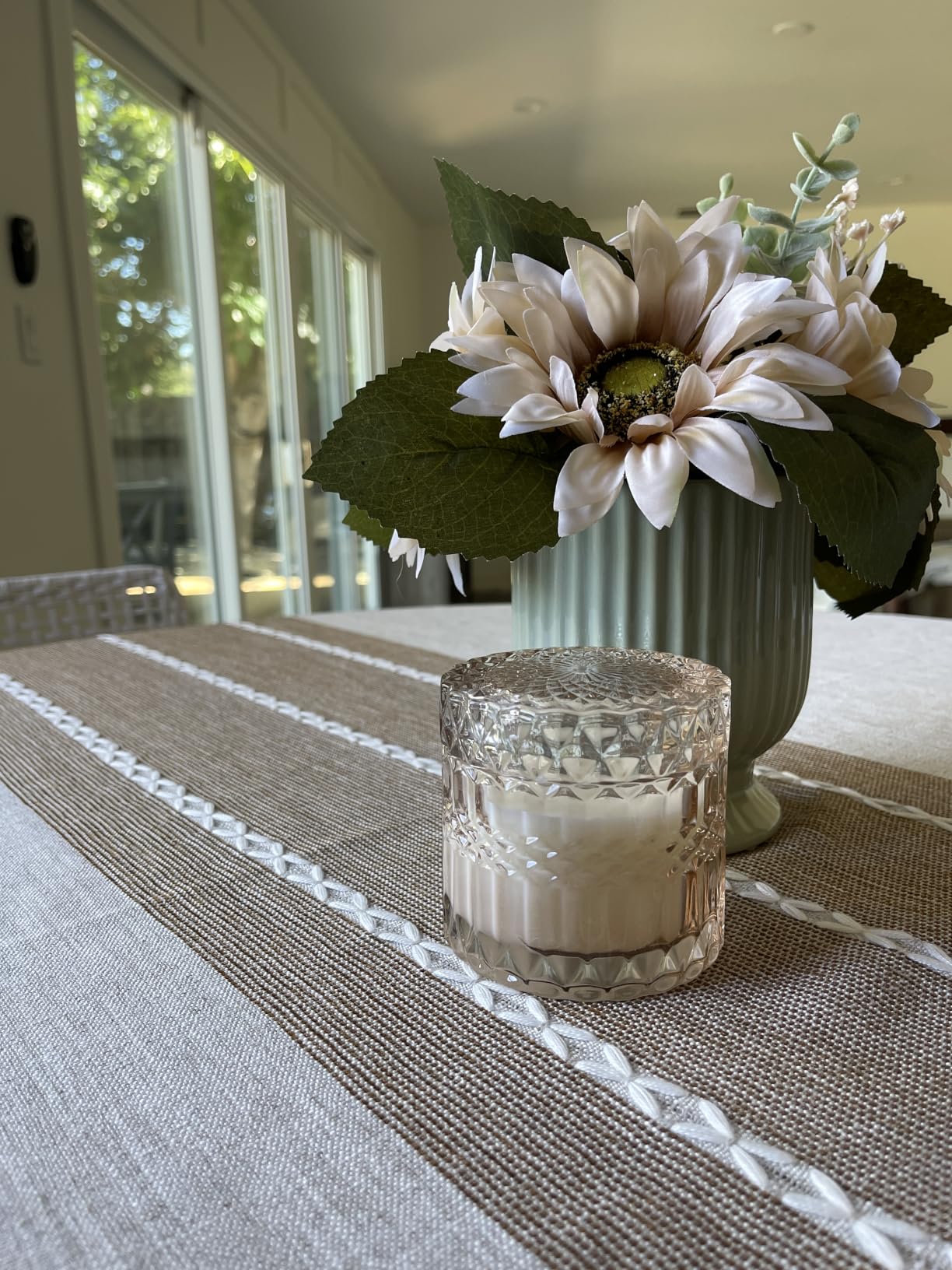 Deep Dream Tablecloths, 55 x 86 Inch Waterproof Table Cloth, Linens Wrinkle Free Anti-Fading, Rustic Table Cover Decoration for Kitchen Dinning Christmas (Rectangle/Oblong,6-8 Seats, Light Coffee) customer photo 2