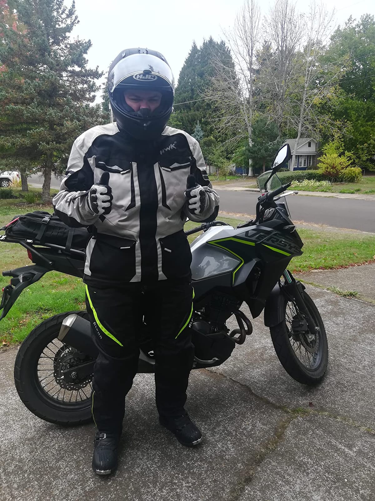 HWK Men's Motorcycle Jacket - Grey, Medium | Cordura, CE Armor customer photo 1