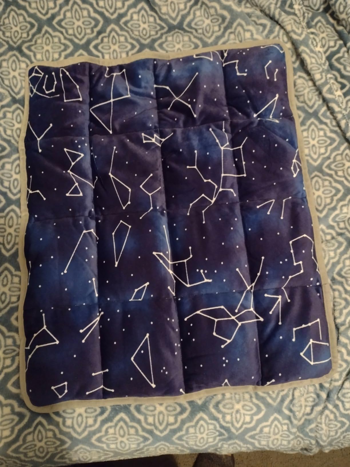 Florensi Weighted Lap Pad 5 lb 20 x 23 in Blue Sensory Relax Blanket | 5 lb weighted lap pad with soft breathable fabric and compact design for portable comfort and relaxation customer photo 1