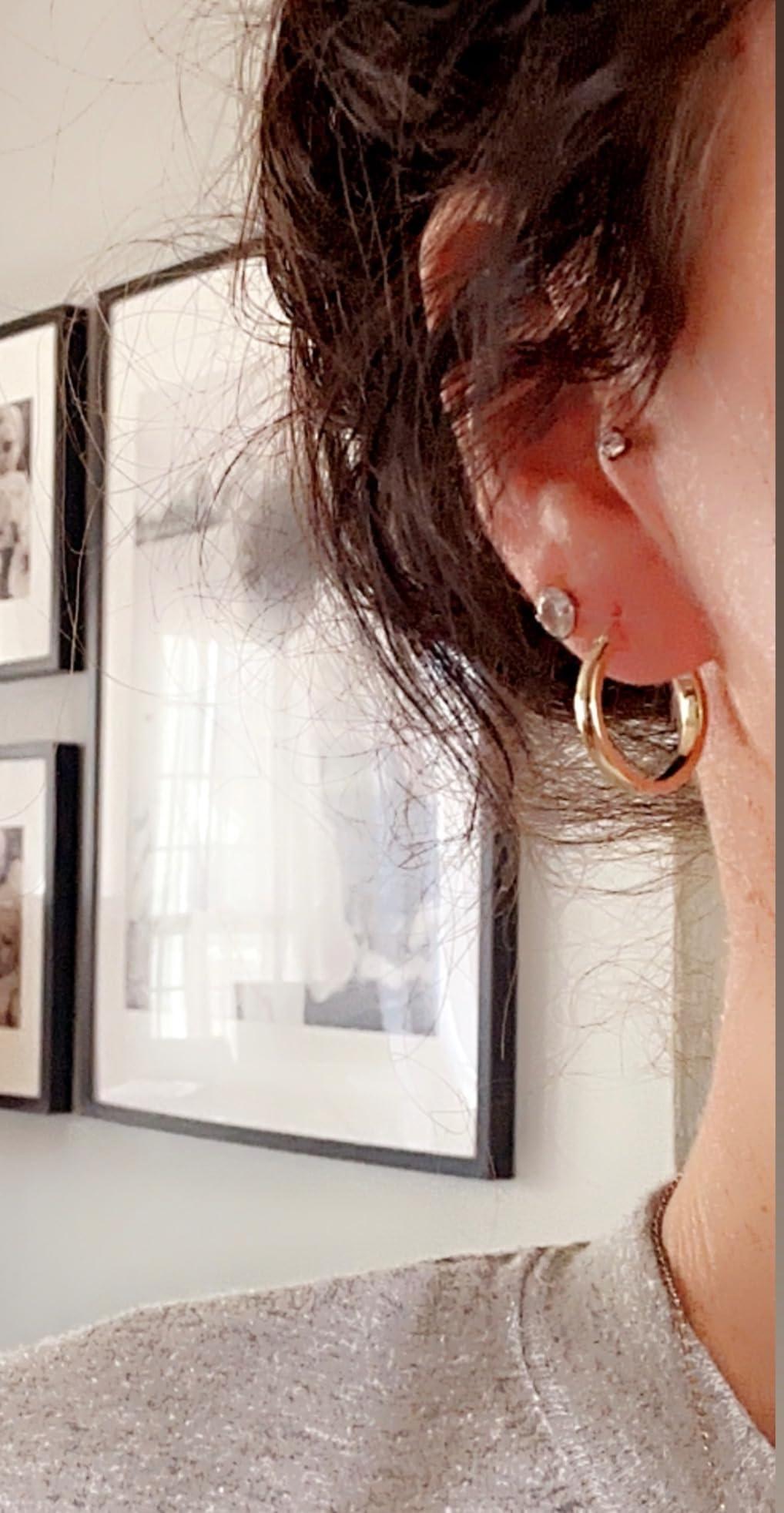 Gold Hoop Earrings for Women, 14K Gold Plated Lightweight Hoops customer photo 2