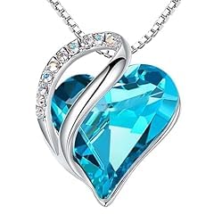 Leafael Gift Necklaces for Women, Infinity Love Birthstone Heart Crystal Pendant, Birthday Anniversary Jewelry for Wife, Mom, and Her, Silver Plated, 18
