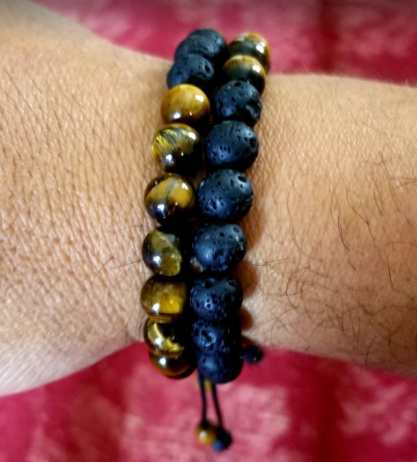 Mens Bracelet - Beaded Natural Stone 8mm Tiger Eye Matte Agate Lava Rock Bracelets for Men Teen Boys Grandpa Dad Birthday Gifts Jewelry customer photo 1
