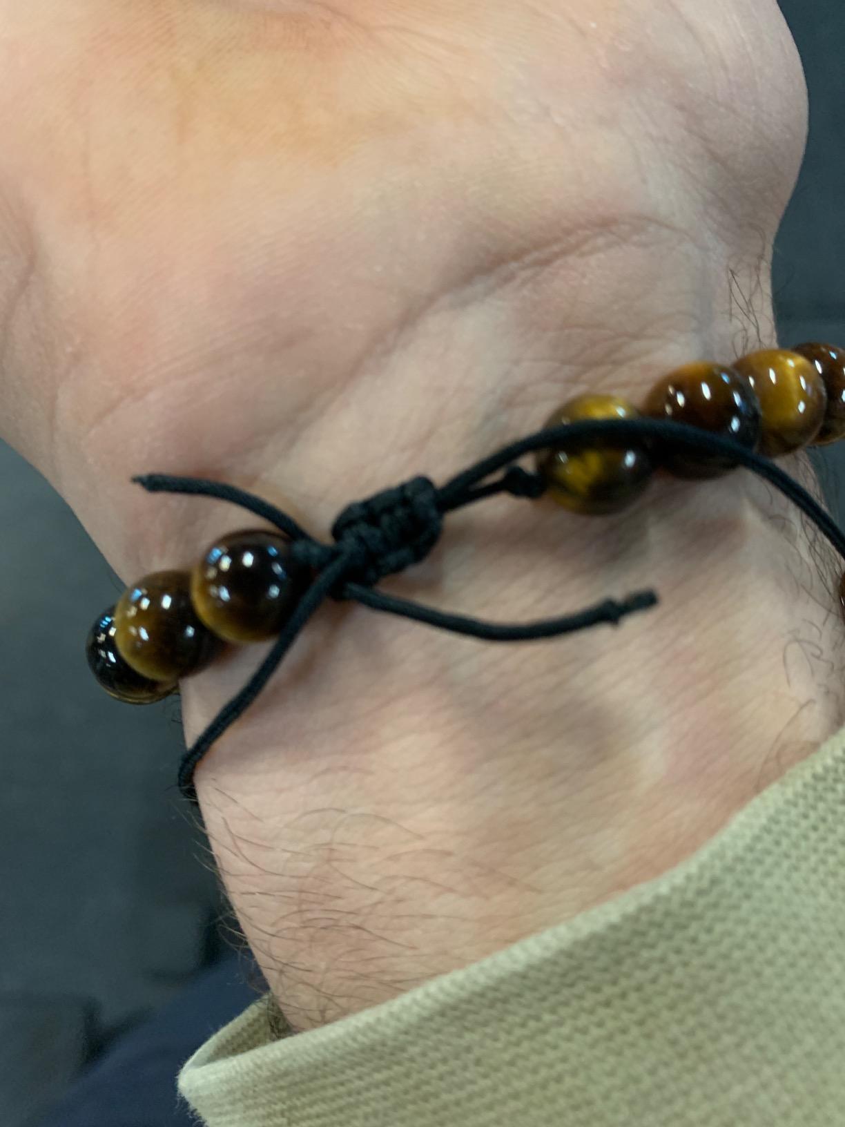 Mens Bracelet - Beaded Natural Stone 8mm Tiger Eye Matte Agate Lava Rock Bracelets for Men Teen Boys Grandpa Dad Birthday Gifts Jewelry customer photo 2