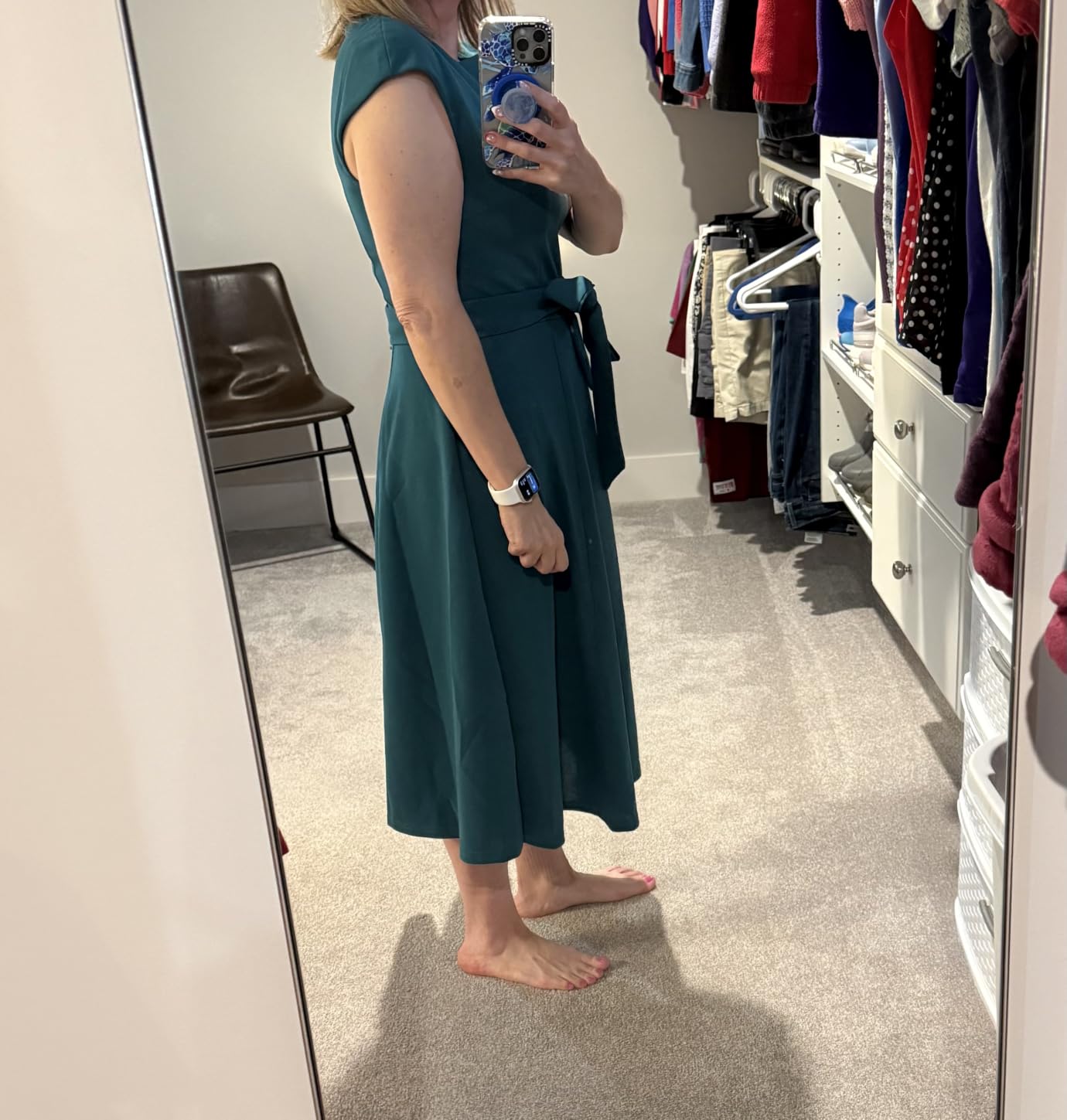 Women's Cocktail Dresses, Formal Wedding Guest Church Dress | A-line, Mid Calf, Detachable Belt, Vintage Tea Party, Modest Evening Dress customer photo 1
