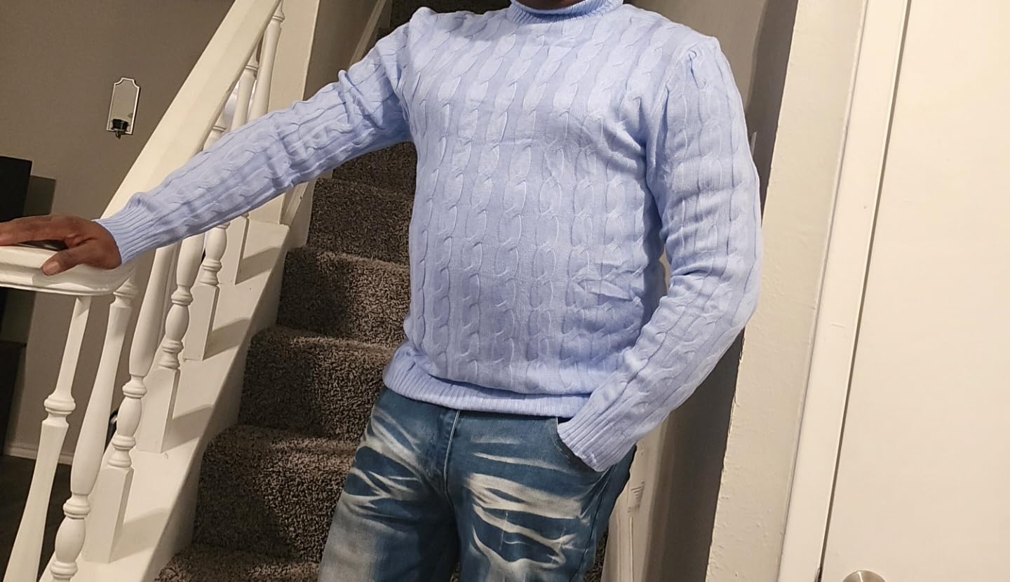 COOFANDY Men's Slim Fit Turtleneck Sweater Casual Twisted Knitted Pullover customer photo 2