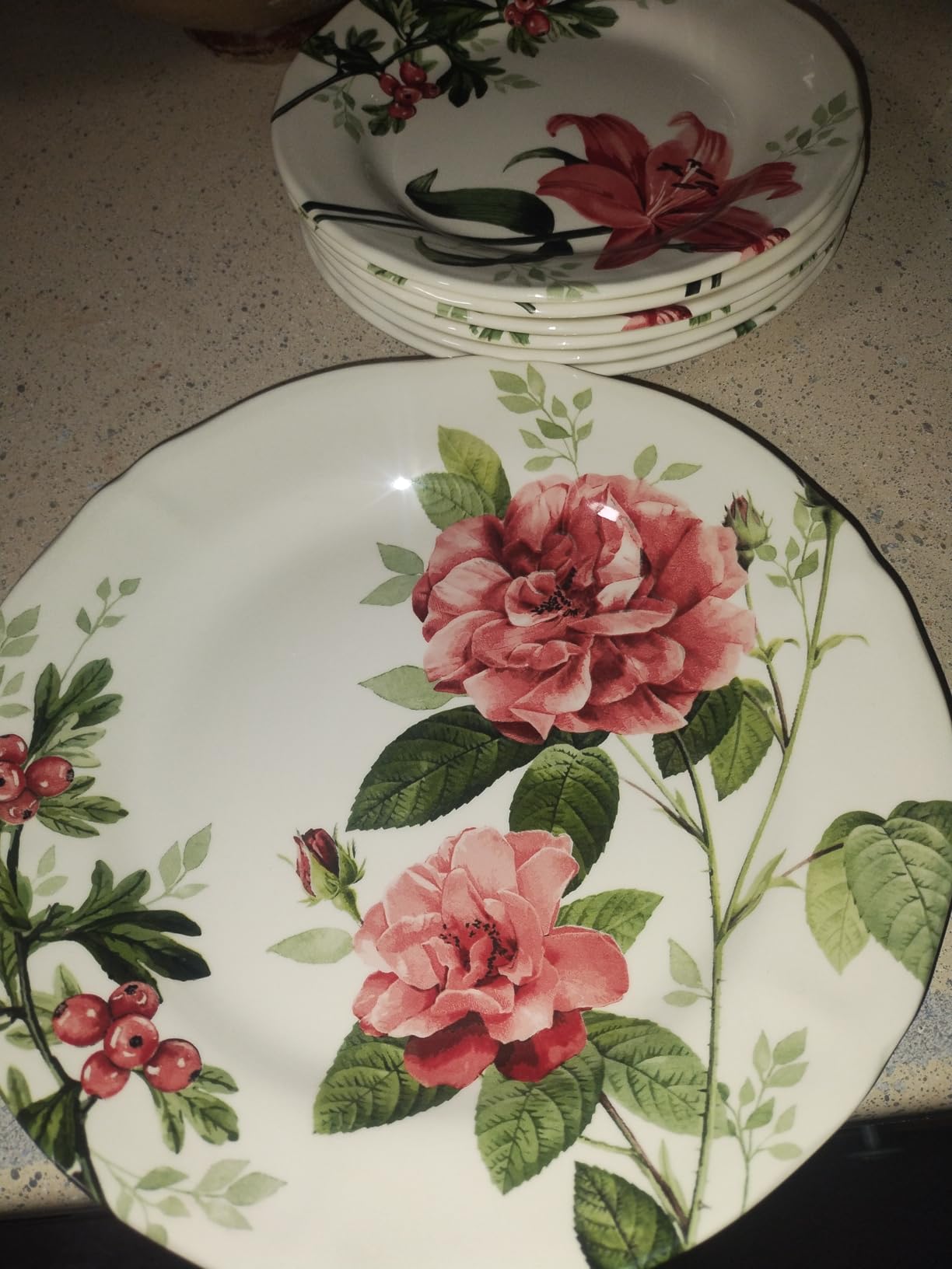Tudor England 30-Piece Porcelain Dinnerware Set for 6, Victoria Blue | Includes 6 dinner & 6 salad plates 6 bowls 6 saucers 6 cups,Blue Floral Porcelain Dinnerware Dishwasher&Microwave safe,Dishes customer photo 2