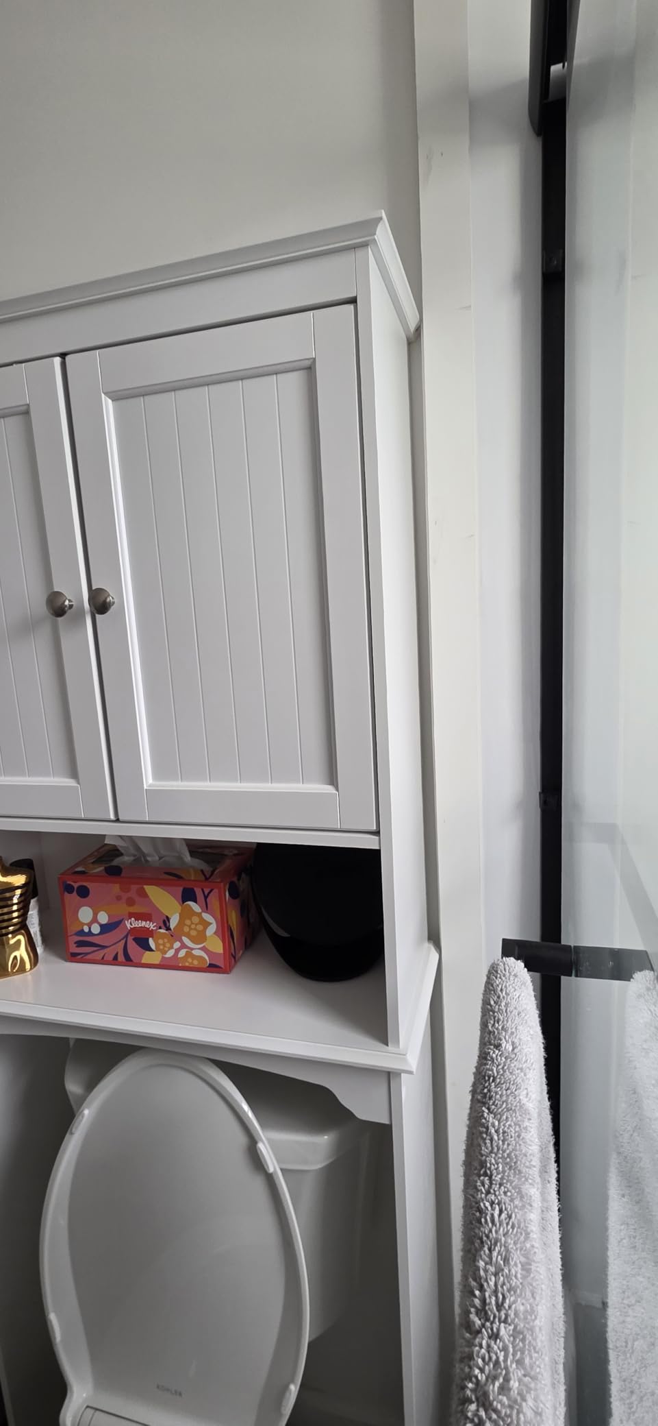 Spirich Over The Toilet Storage Cabinet with Doors, Bathroom Organizer | White, Adjustable Shelf, Anti-Tip Fitting, FSC-Certified MDF, Beadboard Design, 33.3