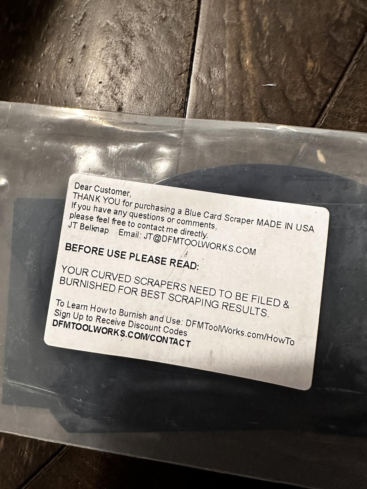 DFM Tool Works Blue Curved Cabinet Scraper Cards - Cabinet Scraper for Woodworking, Card Scraper Tool for Precision and Fine Finishes - Ideal Tool for Woodworking Projects - Made in USA (Set of 3) customer photo 2