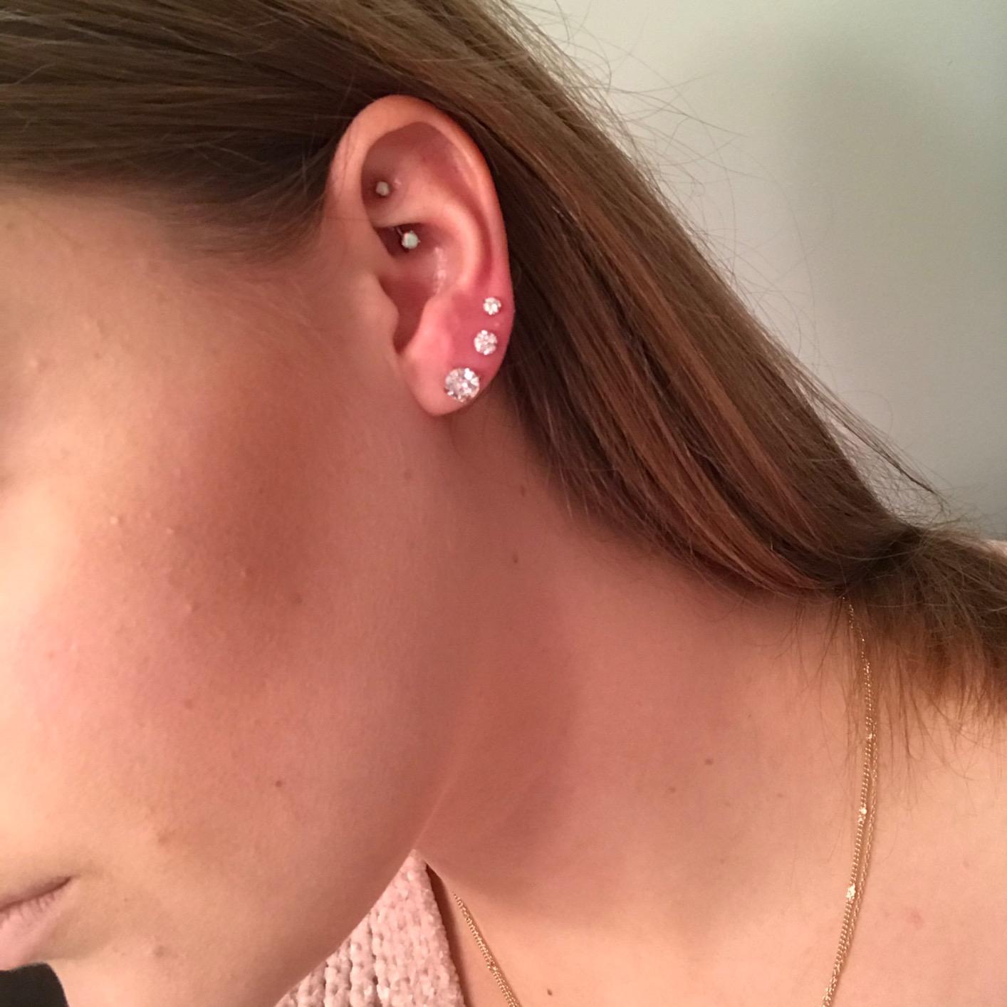 6 Pairs Stud Earrings Set, Hypoallergenic Cubic Zirconia 316L Earrings Stainless Steel CZ Earrings 3-8mm customer photo 1