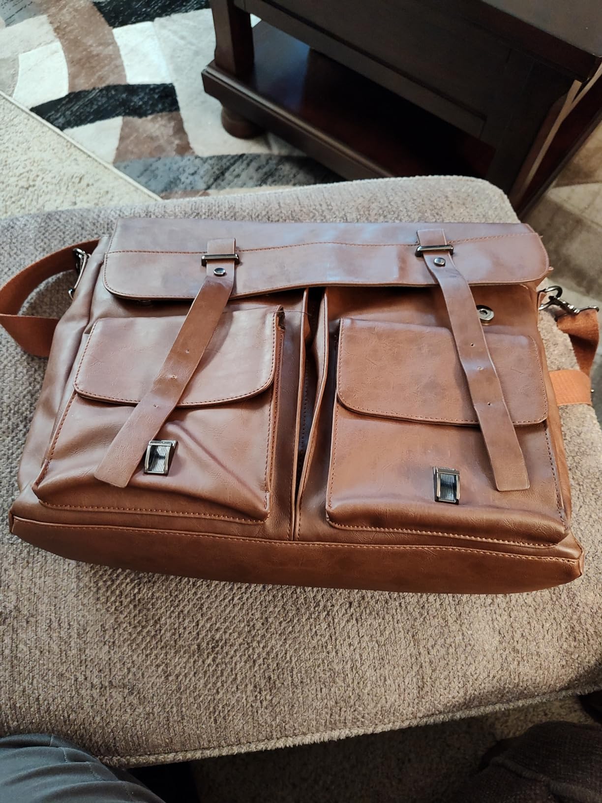 Leather Messenger Bag for Men, 15.6 Inch Vintage Laptop Bag Briefcase Satchel customer photo 1