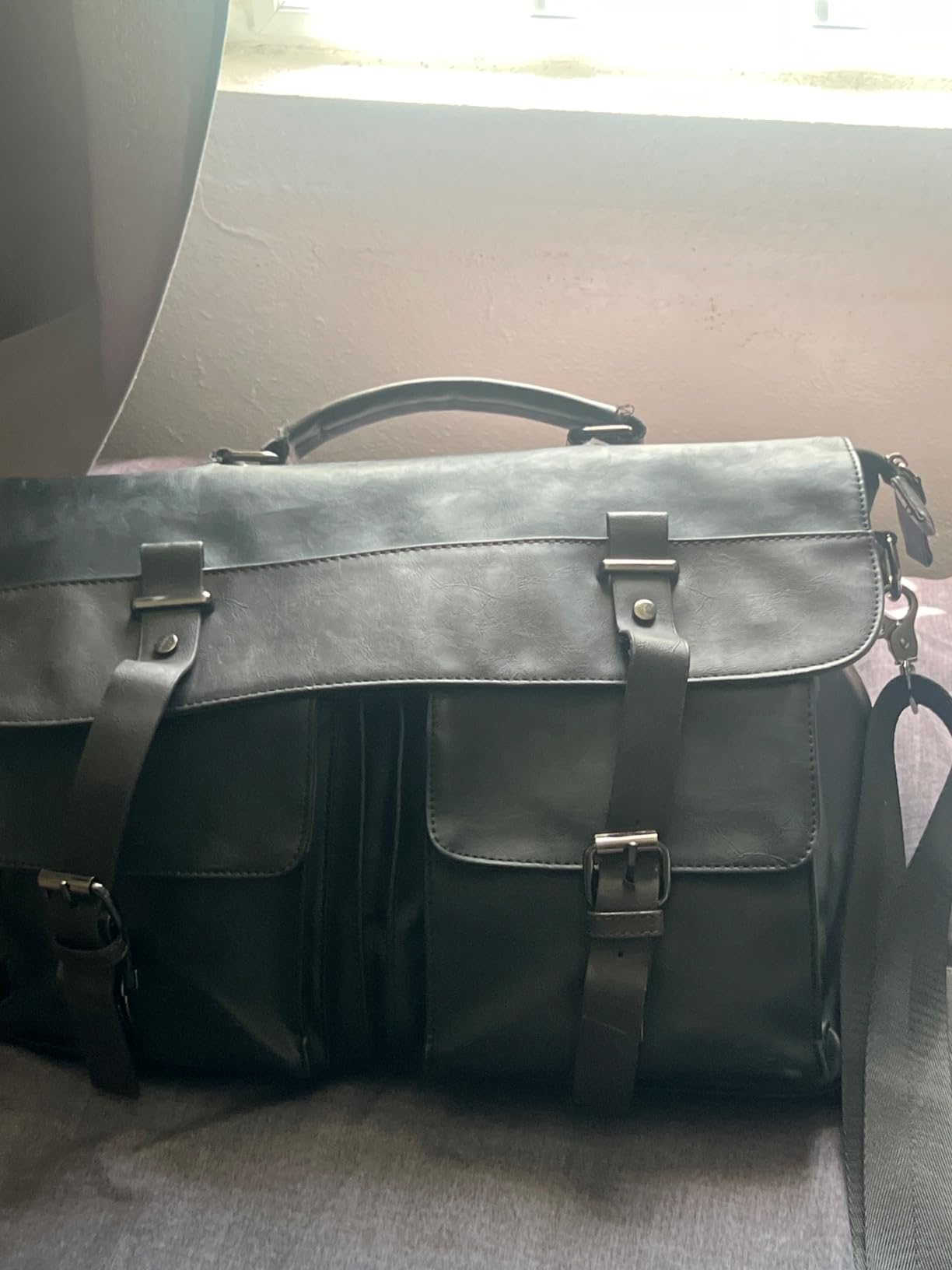Leather Messenger Bag for Men, 15.6 Inch Vintage Laptop Bag Briefcase Satchel customer photo 2
