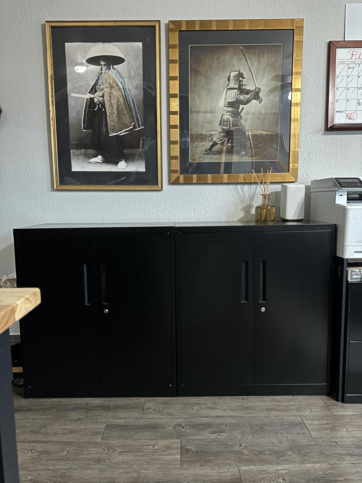 Metal Storage Cabinet with Locking Doors, Lockable Steel Storage Cabinets with 2 Doors and Shelves, Black Metal Cabinets with Lock, Small Steel Cabinet for Office, Garage, Home, Shop customer photo 2