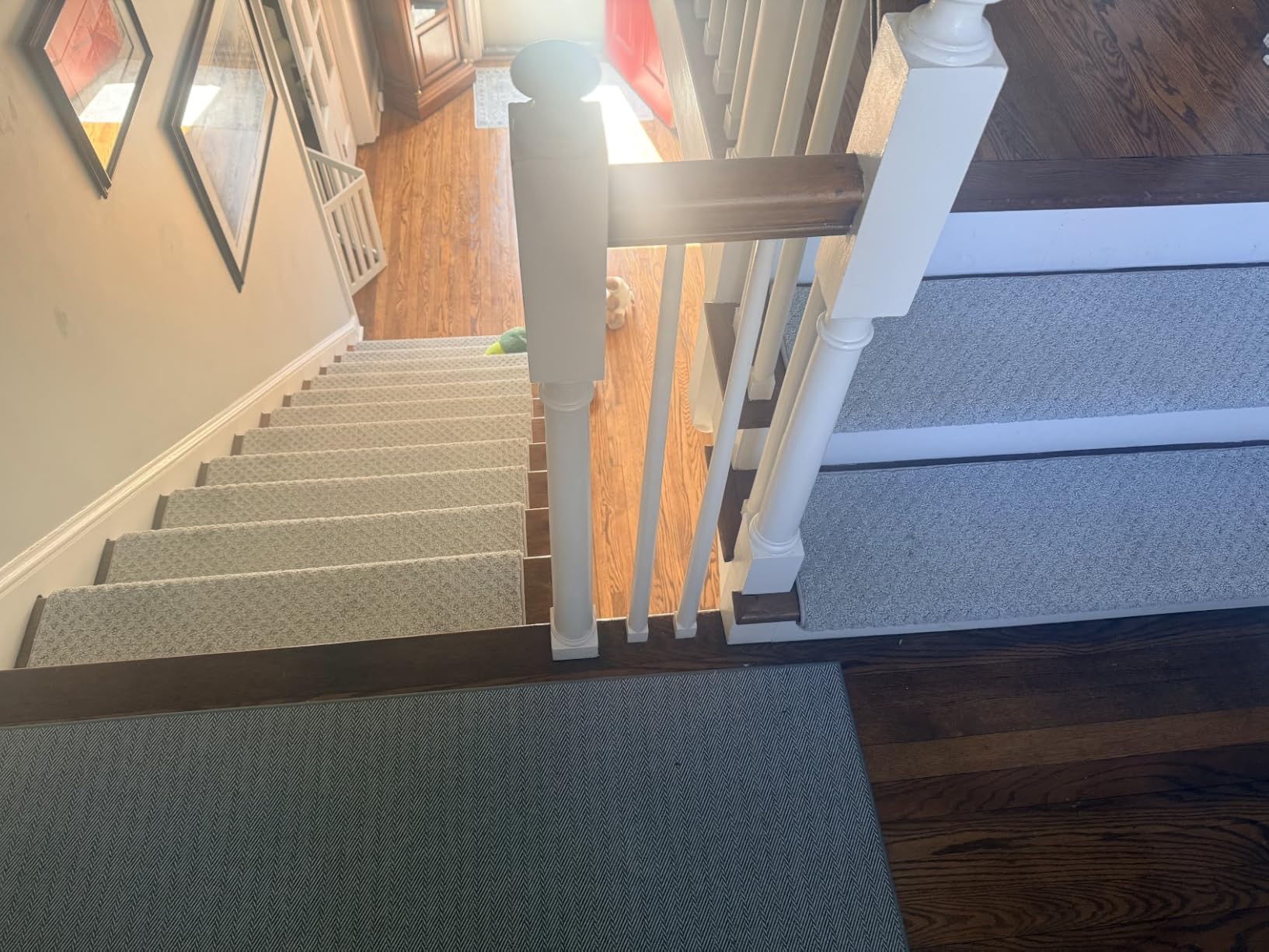 Oak Valley Designs Rounded Bullnose Carpet Stair Treads - Anti Slip Indoor Stair Mats for Wooden Stairs, Style: Bayside Charm, Wood Grain 27