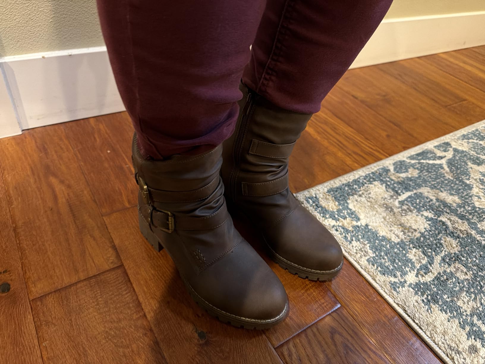 GLOBALWIN Women's Motorcycle Boots Combat Riding Ankle Boot customer photo 1