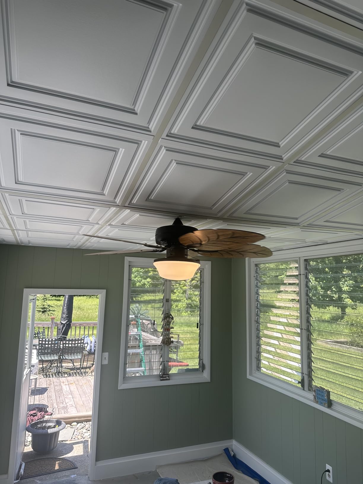 Ceilume Stratford 2x4 Drop Ceiling Tiles - Waterproof, Washable, Fire-Rated PVC - Feather-Light, No Sag - 12-Pack, White, Covers 96 Sq Ft customer photo 1