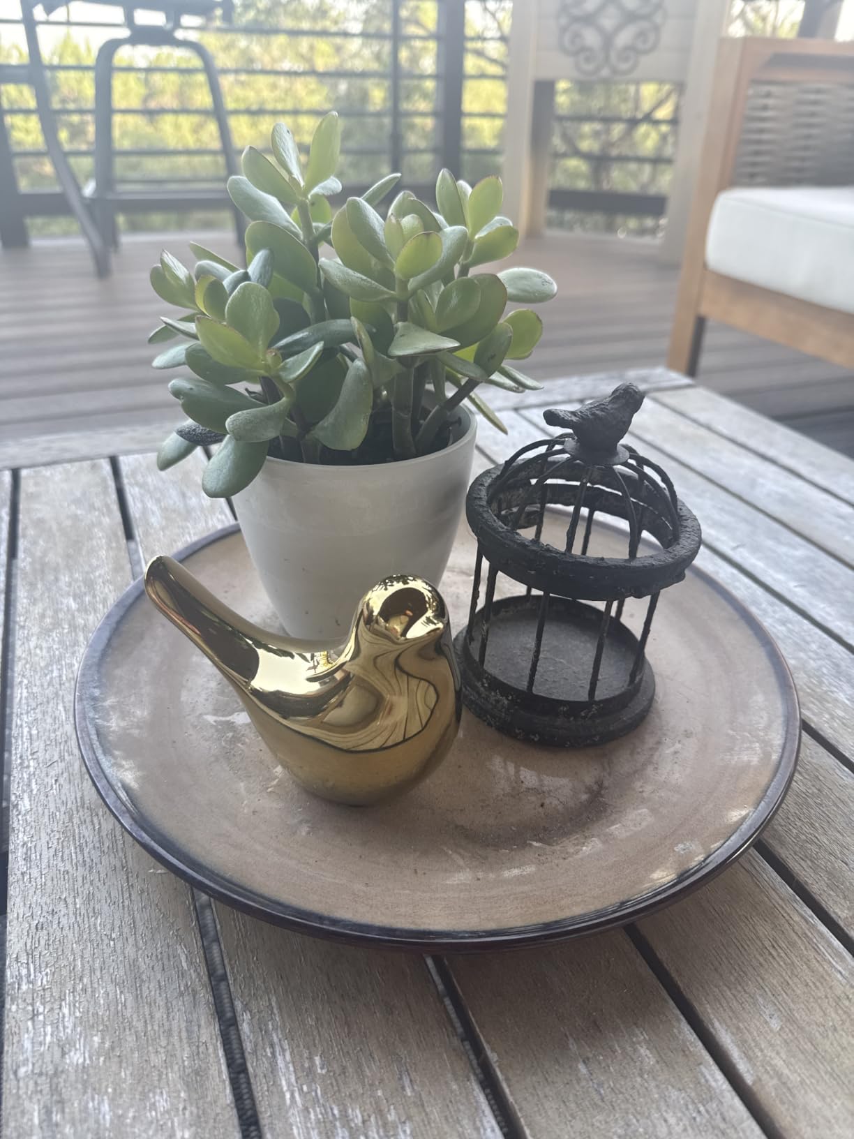 FANTESTICRYAN Small Birds Statues Home Decor, Modern Style, Gold, M&L | Ceramic Animal Figurines, Set of 2 Decorative Ornaments customer photo 2