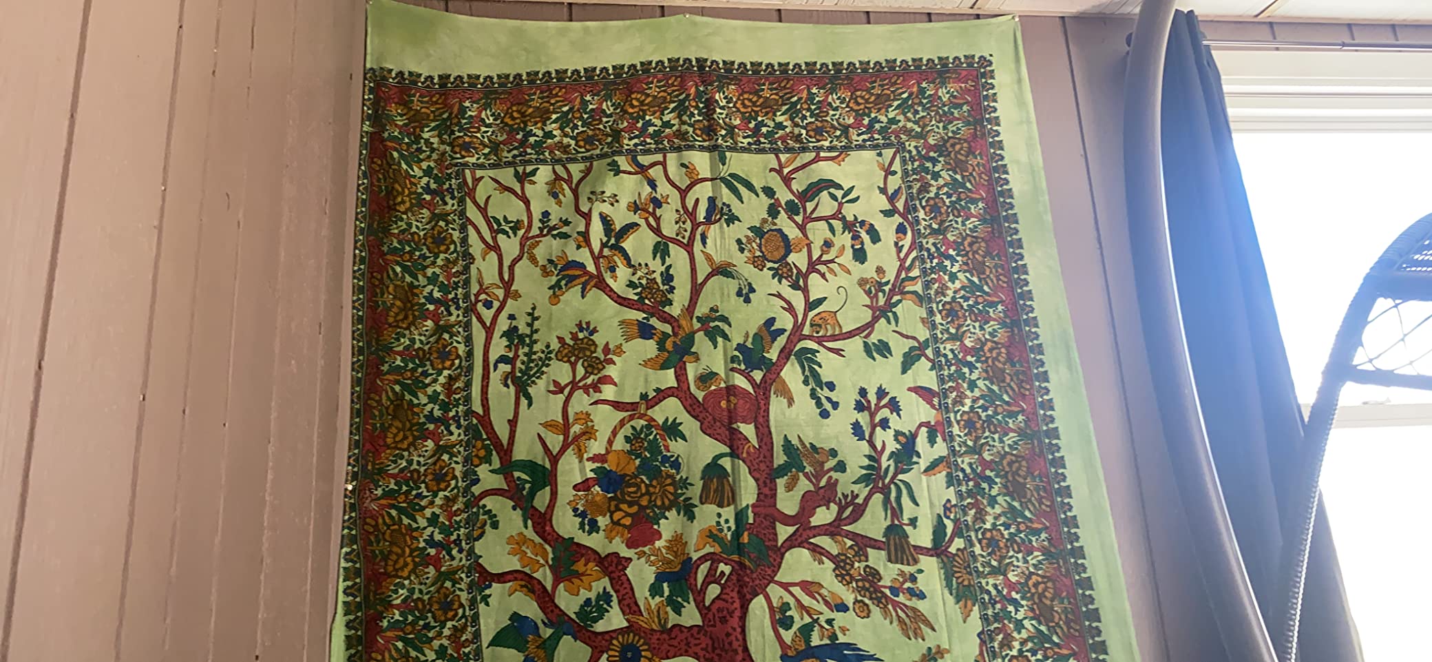 THE ART BOX STORE Yellow Orange Tree of Life Wall Hanging Tapestry for Bedroom (Full, 85x90 Inch) - Indian Cotton Bedspread, Picnic Sheet, Nature-Inspired Wall Decor customer photo 1