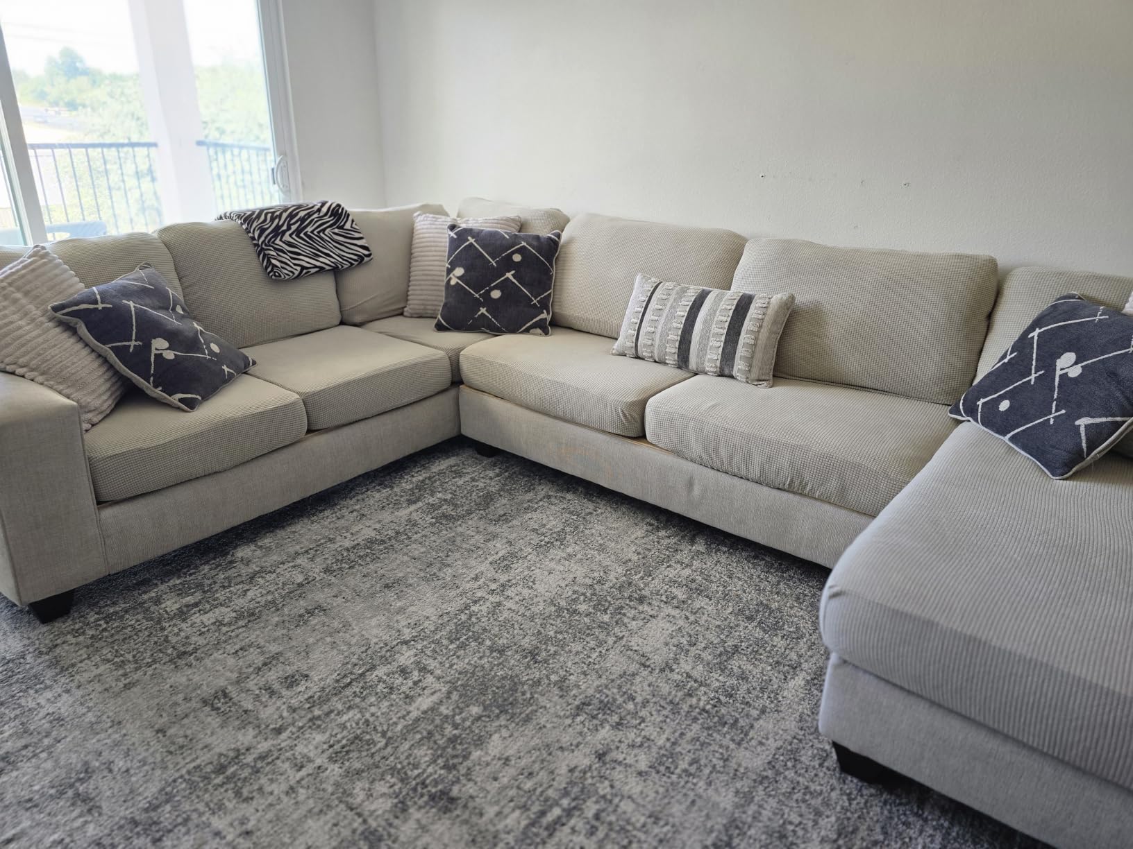 H.VERSAILTEX Super Stretch Individual Seat Cushion Covers Sofa Covers Couch Cushion Cover Slipcover Sets Thick Jacquard Textured Twill Fabric (3 Piece Sofa Cushion Covers, Grey) customer photo 2