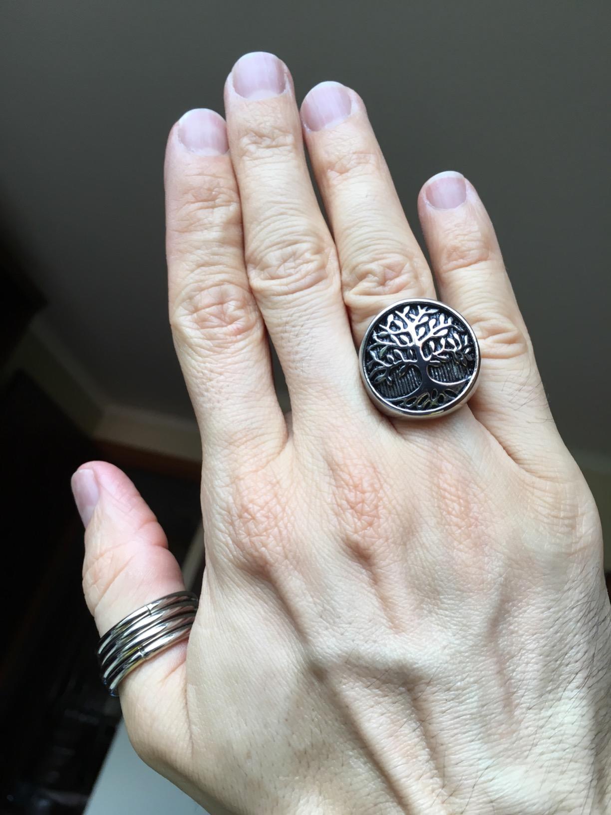 Men's Stainless Steel Tree of Life Ring Vintage Classic Round Signet Biker Band Christmas Wedding Rings customer photo 2