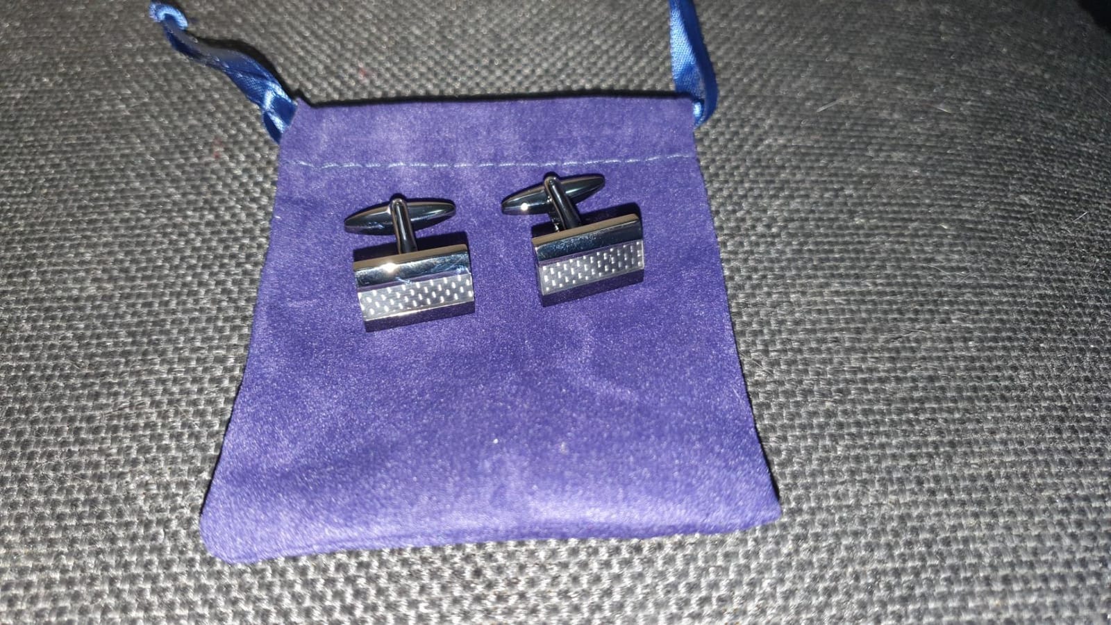 Mr.Van Black Rhodium Plated Cufflinks - Carbon Fiber & Copper Design - 18x12mm Matte Black Steampunk Men's Accessories - Gift Bag Included customer photo 1