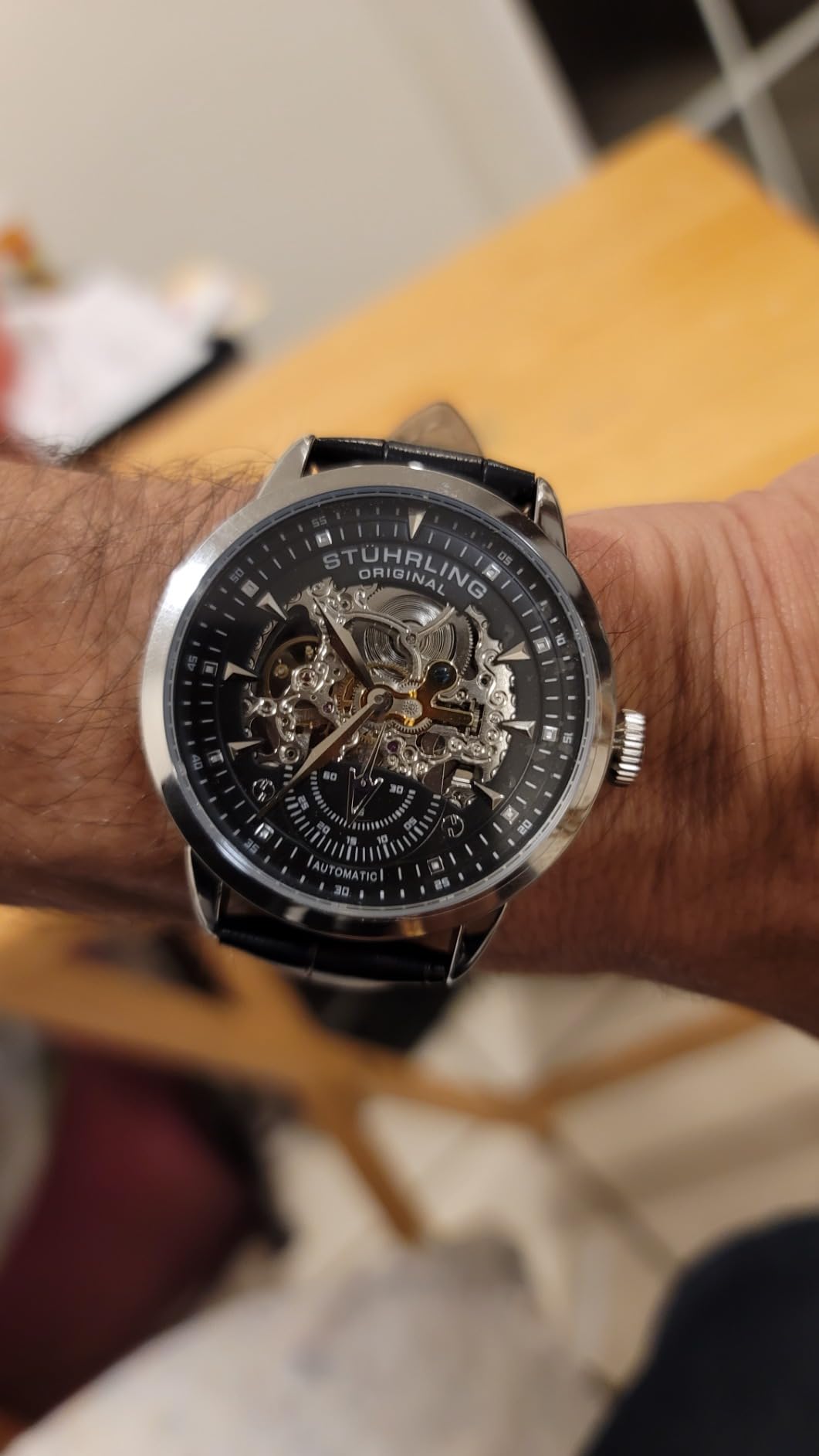 Stuhrling Original Mens Automatic Skeleton Watch - Leather Strap, Mechanical Executive Watch customer photo 1