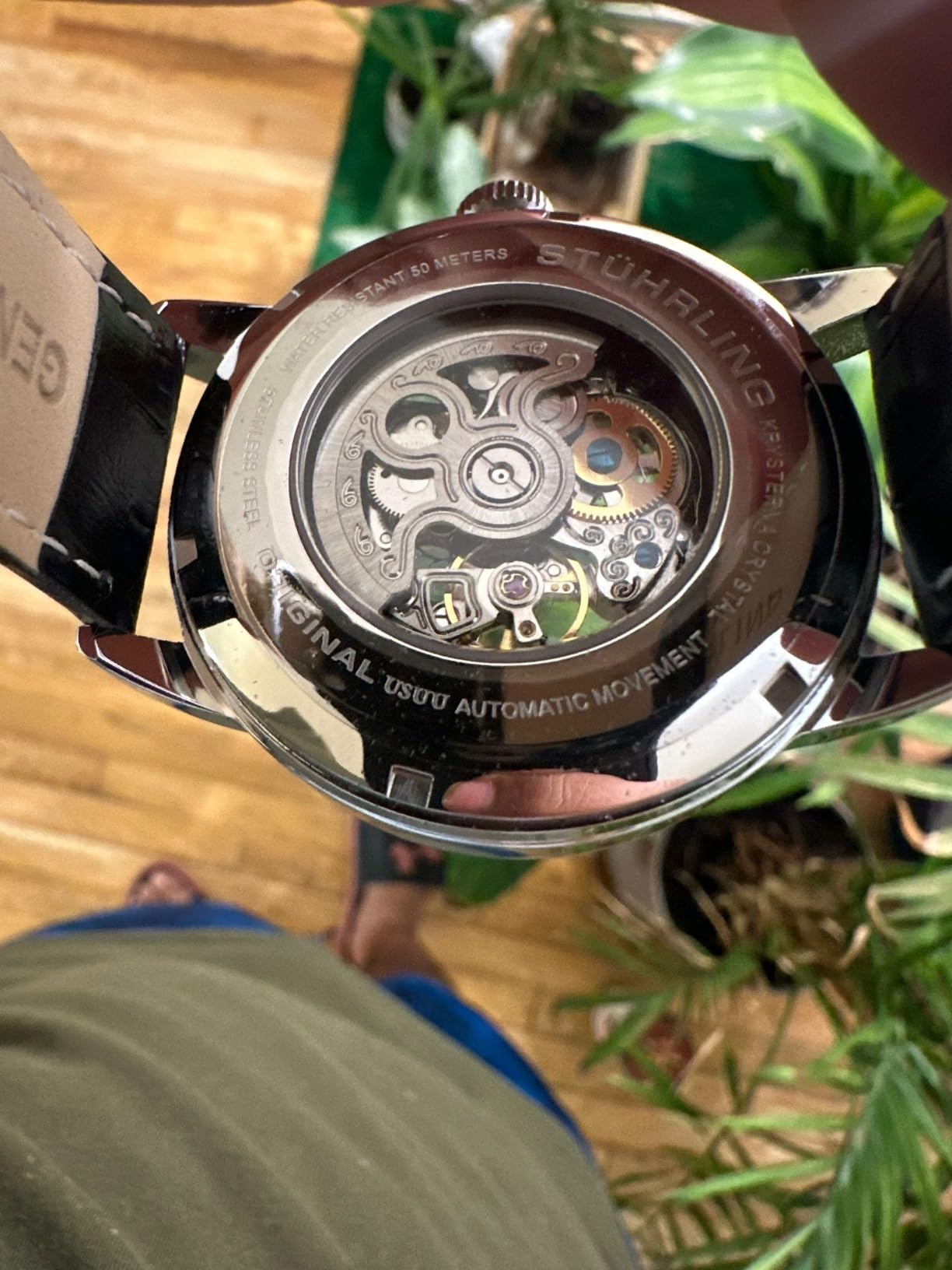 Stuhrling Original Mens Automatic Skeleton Watch - Leather Strap, Mechanical Executive Watch customer photo 2