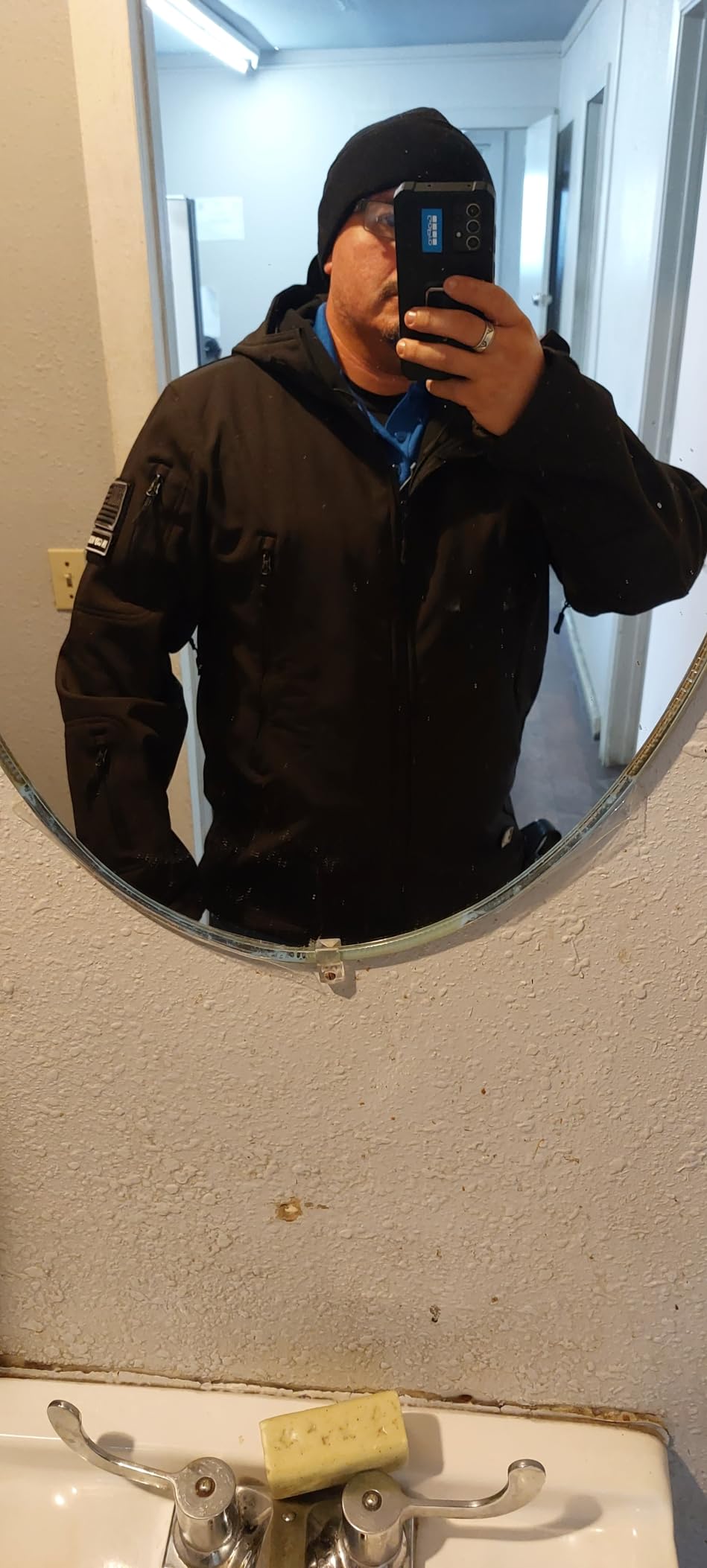 FREE SOLDIER Men's Outdoor Waterproof Softshell Jacket Winter Coat | Breathable, Windproof, Durable, with Multi Pockets, Foldable Hood, Underarm Zip Vents, for Hiking Work Casual customer photo 2