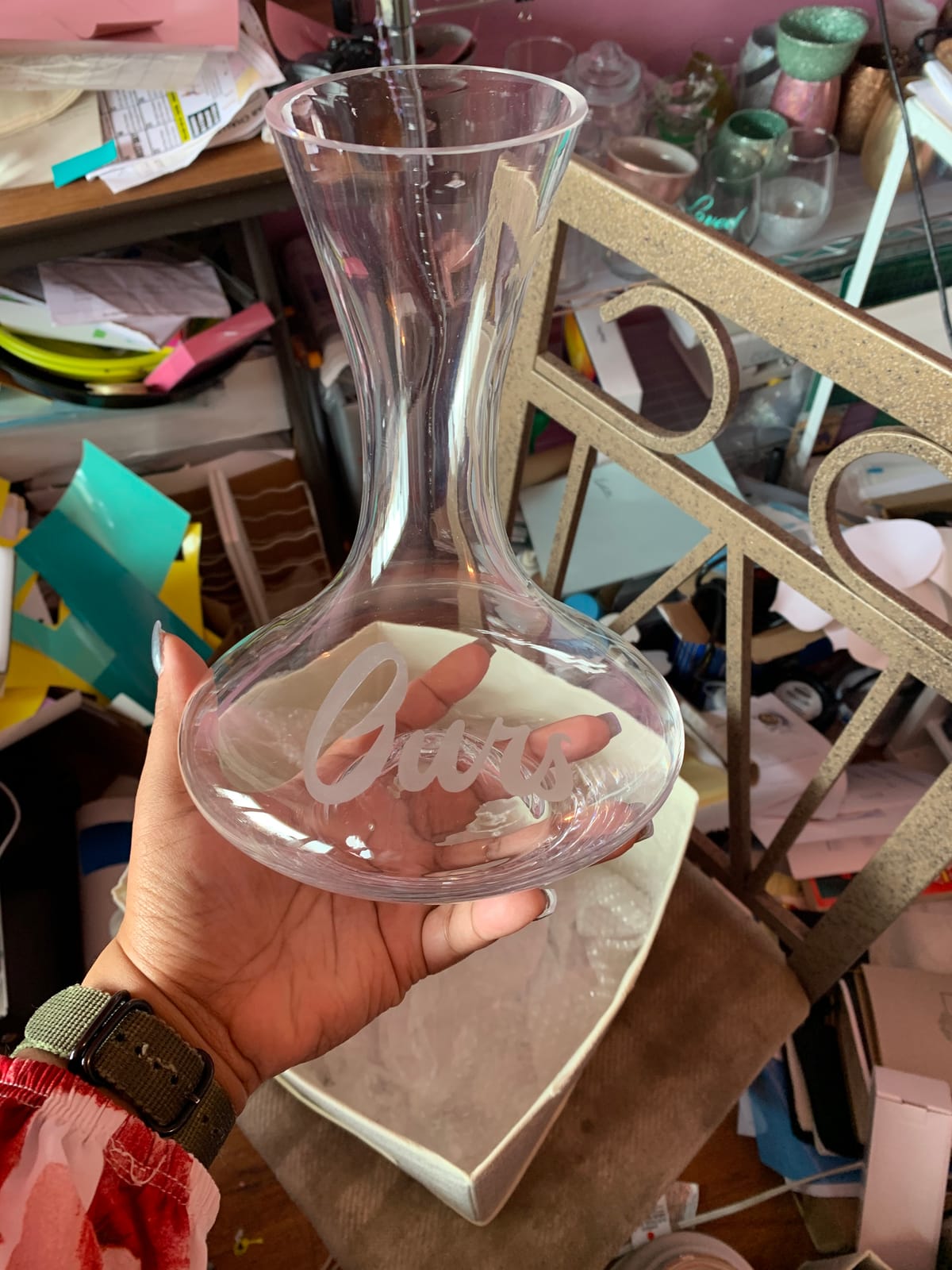 Godinger Wine Decanter Carafe, Hand Blown Wine Decanter Aerator customer photo 2