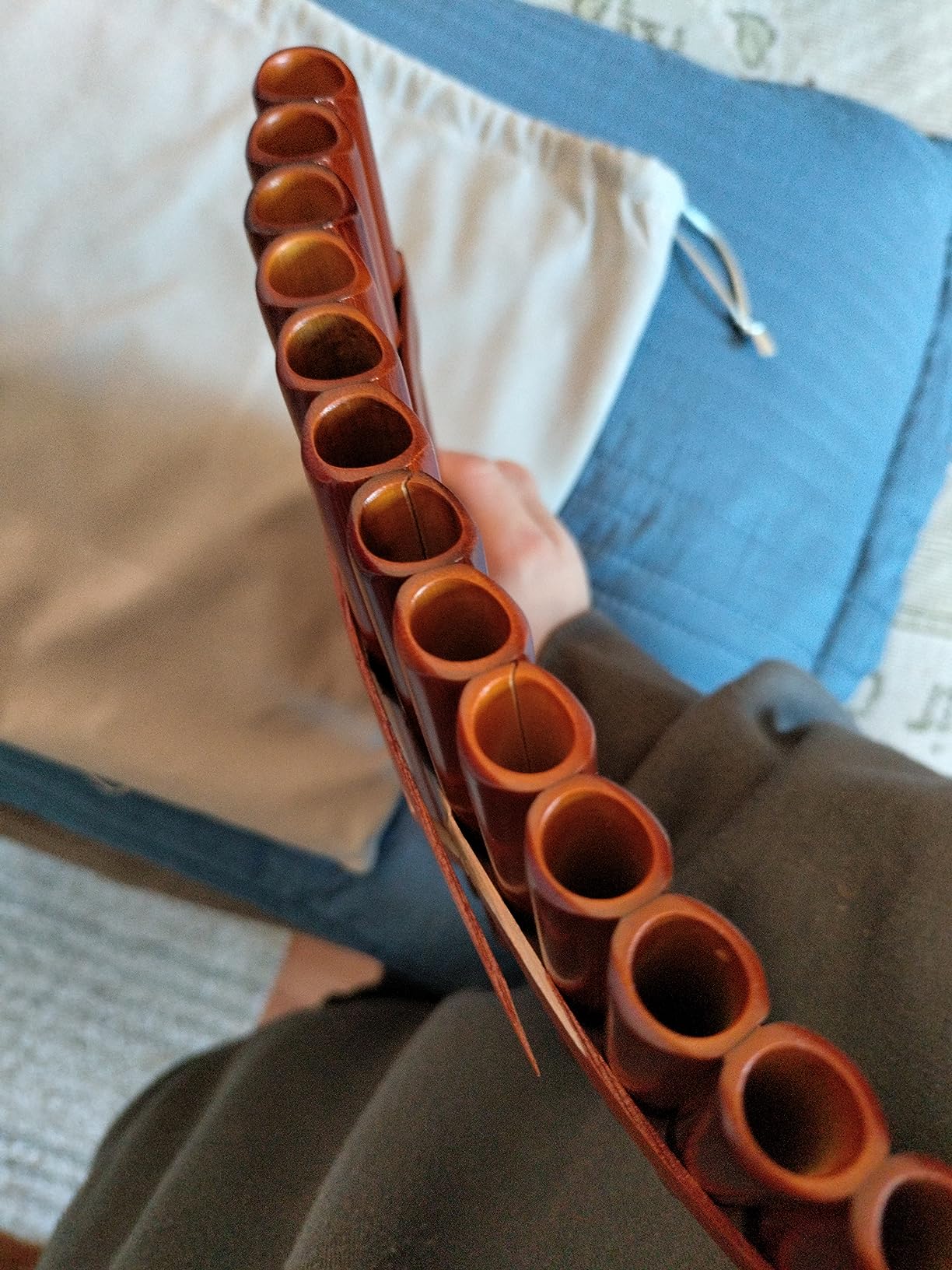 15 Pipes Brown Pan Flute G Key Chinese Traditional Musical Instrument Pan Pipes Woodwind Instrument (Right-Hand) customer photo 2