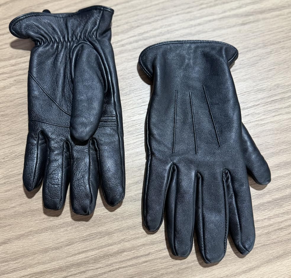 Alepo Genuine Sheepskin Leather Gloves for Men, Winter Warm Touchscreen Texting Cashmere Lined Driving Motorcycle Gloves customer photo 2