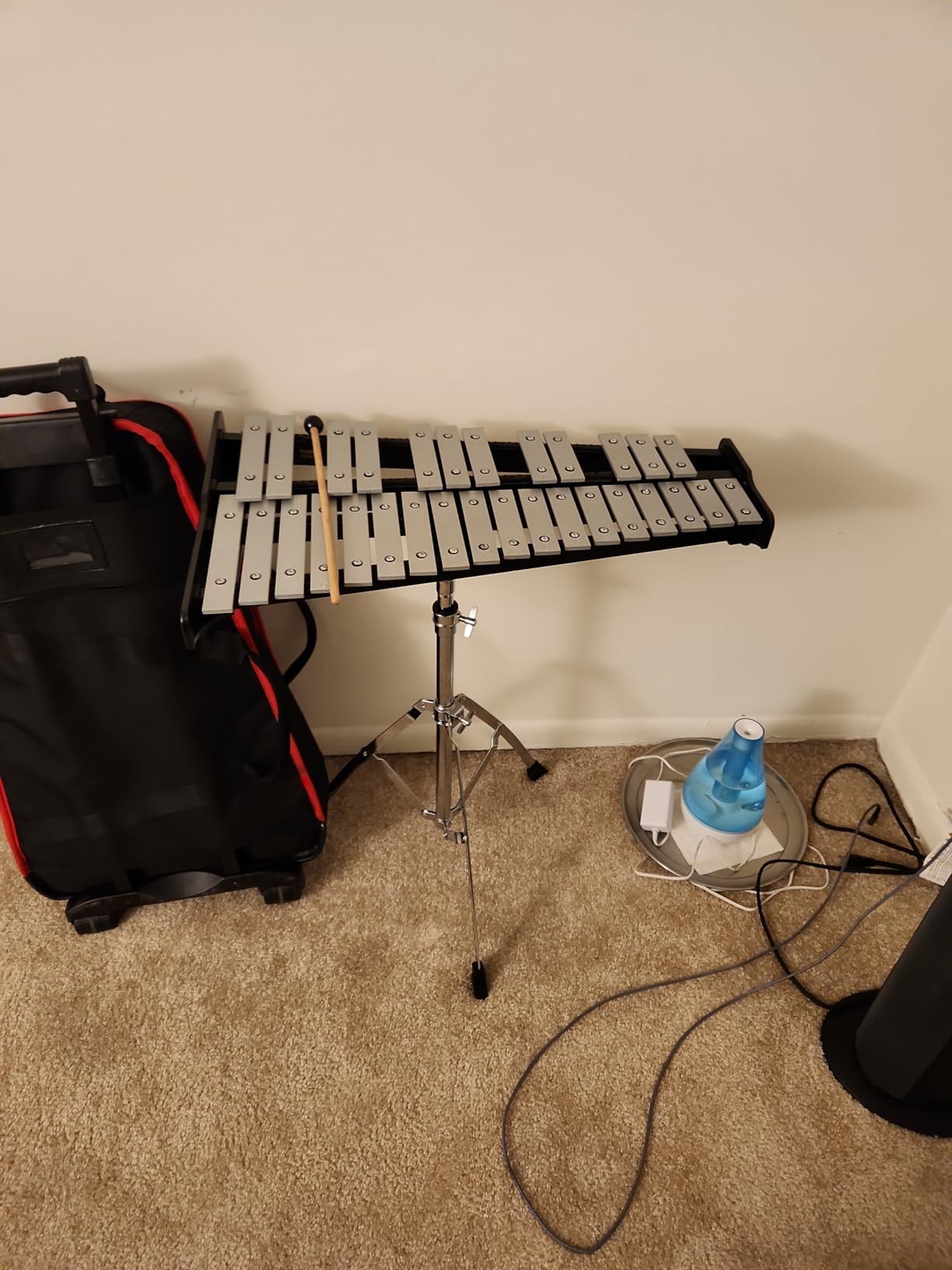 Giantex Percussion Glockenspiel Bell Kit 30 Notes with Carry Case, Practice Pad, Adjustable Height Stand, Bell Mallets, Wooden Sticks, Music Stand customer photo 1